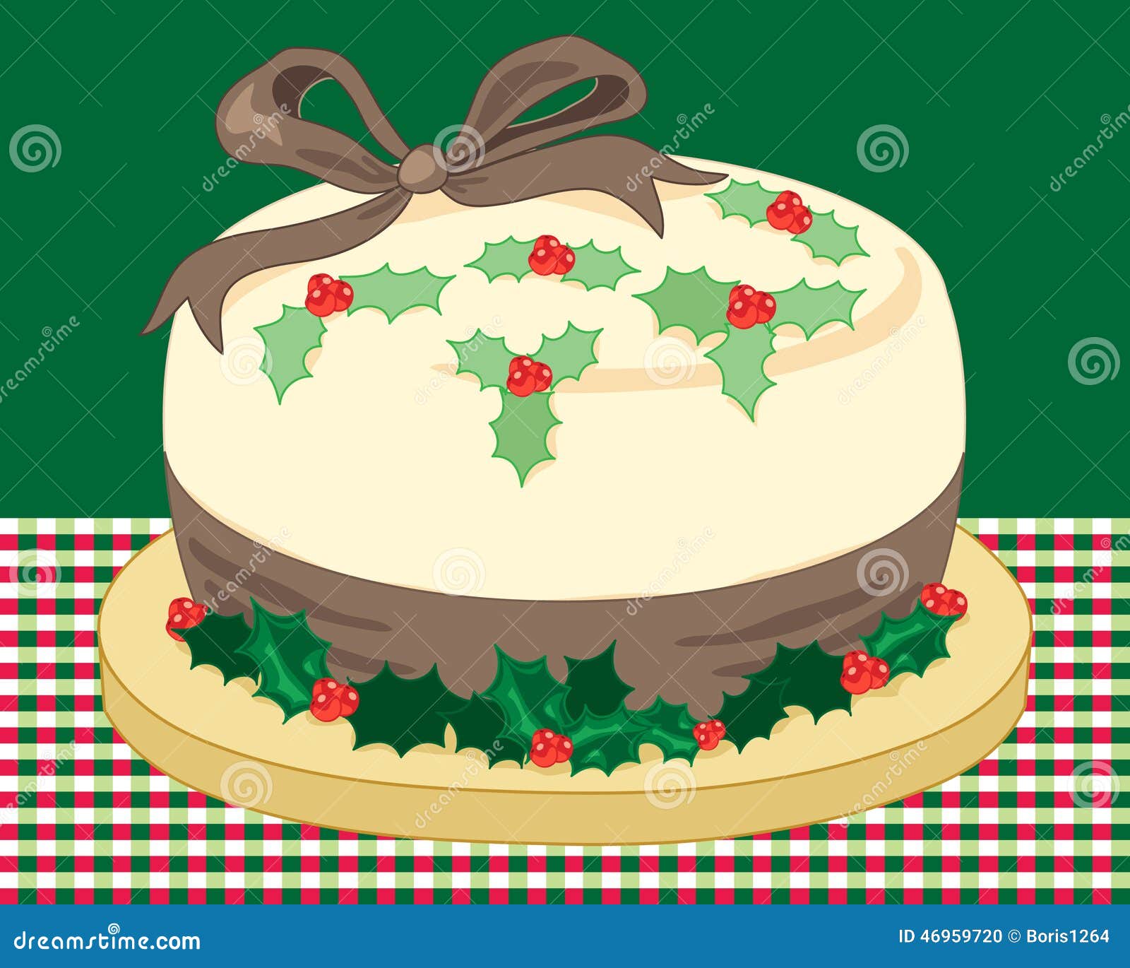 Christmas Holly Cake Stock Vector - Image: 46959720