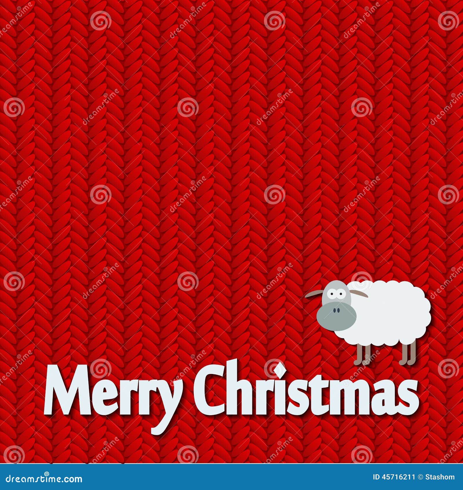 Christmas Knitted Pattern Card With Funny Sheep. Stock Vector - Image: 45716211