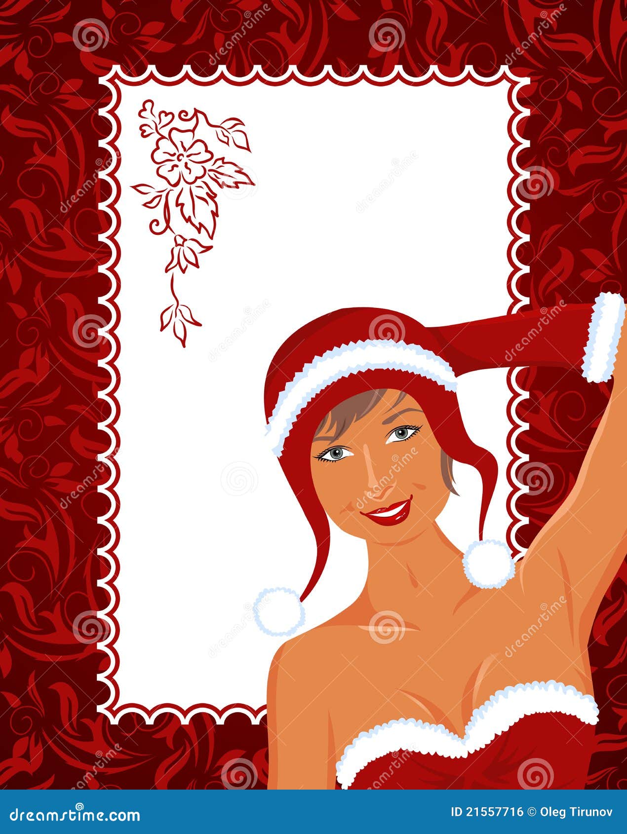 Christmas Lady With Greeting Card Royalty Free Stock Image - Image ...