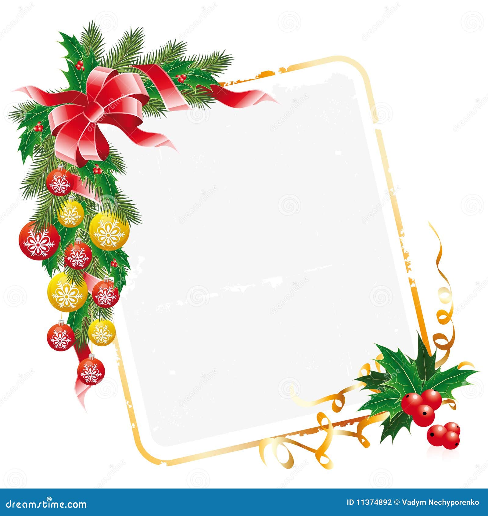 Christmas letter decorated with garland of mistletoe fir-tree and ...