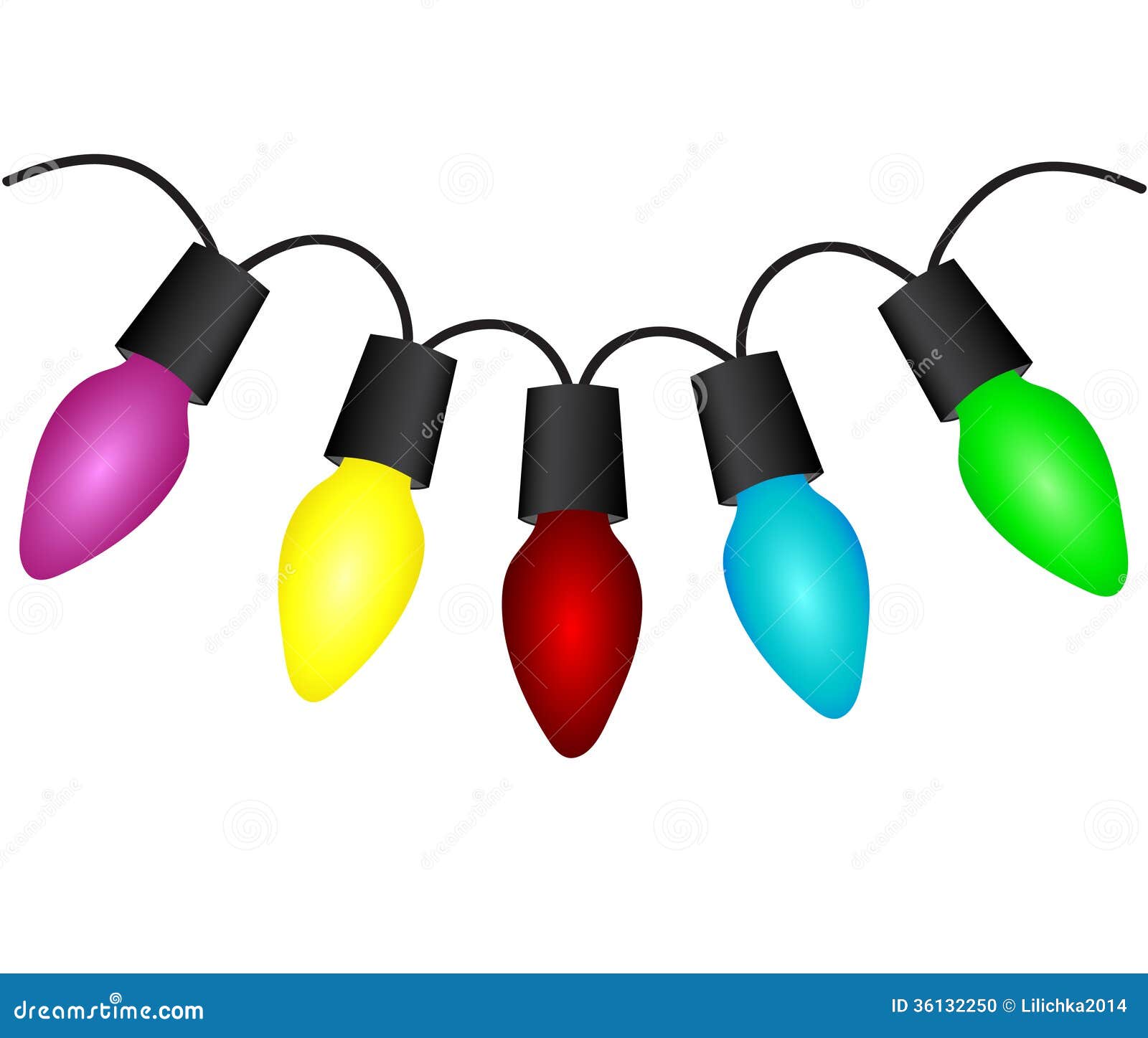 Christmas light bulbs on white. Vector.