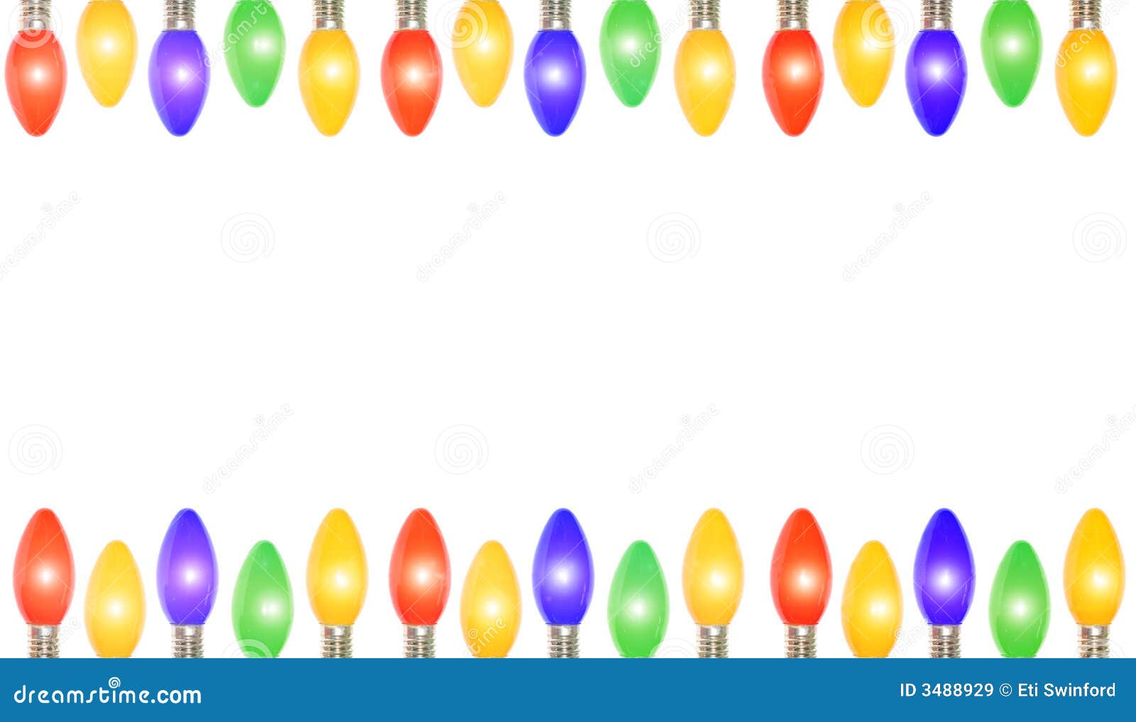 Colorful christmas holiday lights frame a white background. Add your ...