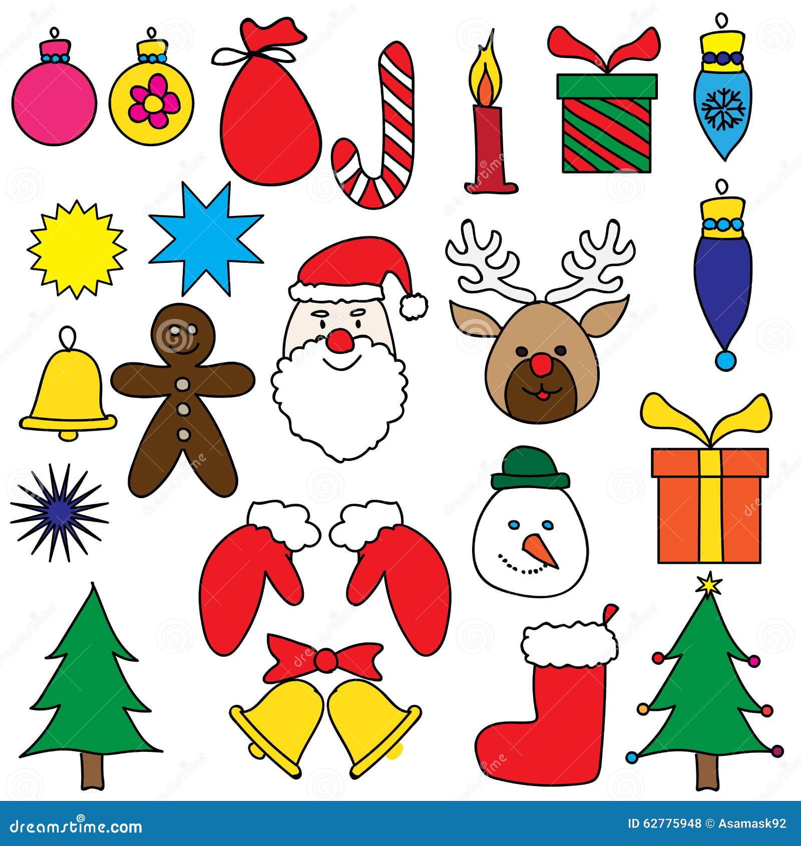 Christmas Ornament Drawing Set Colorful Stock Illustration ...