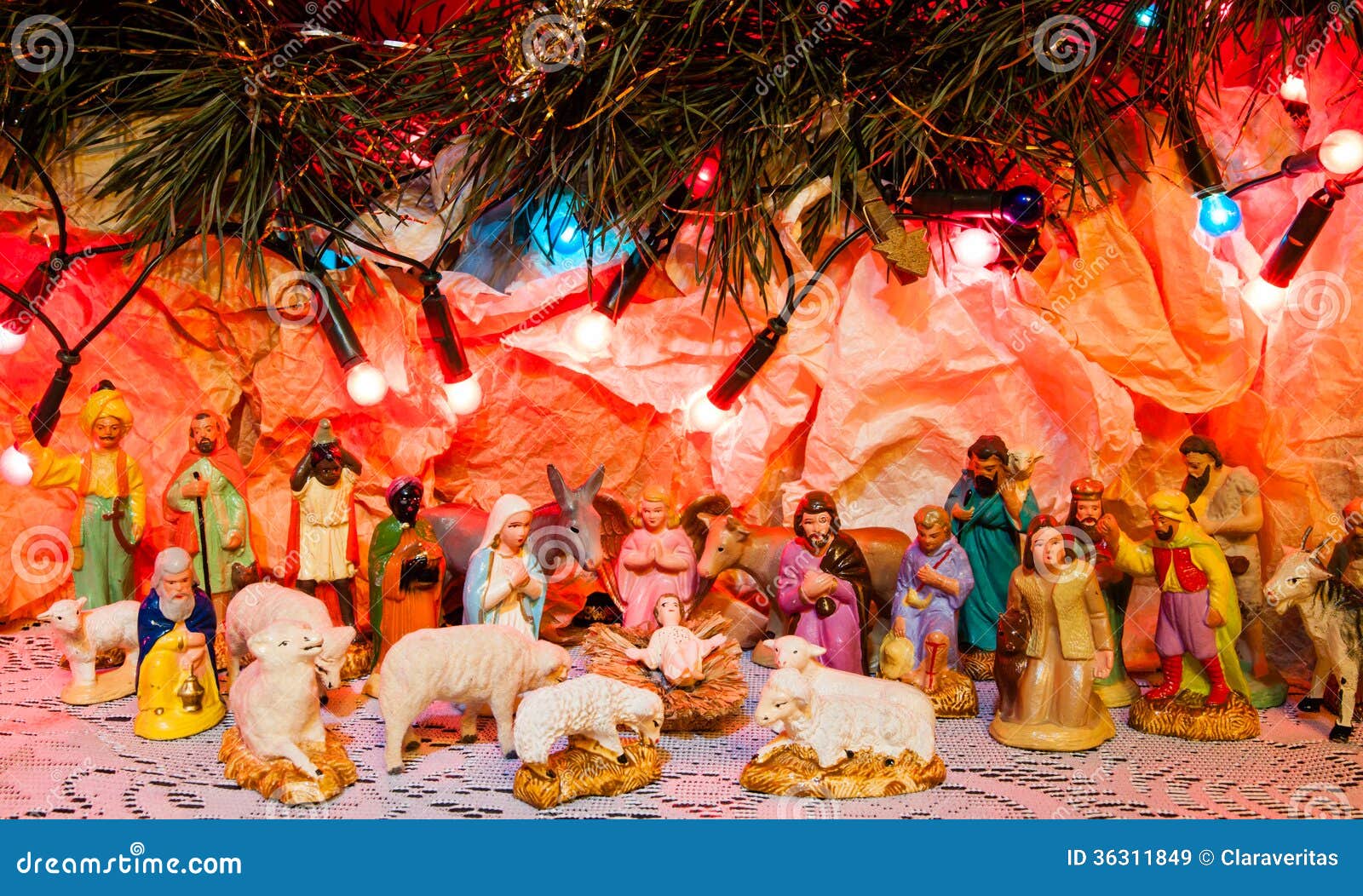 Jesus is born decoration - Christmas scene of Bethlehem religious ...
