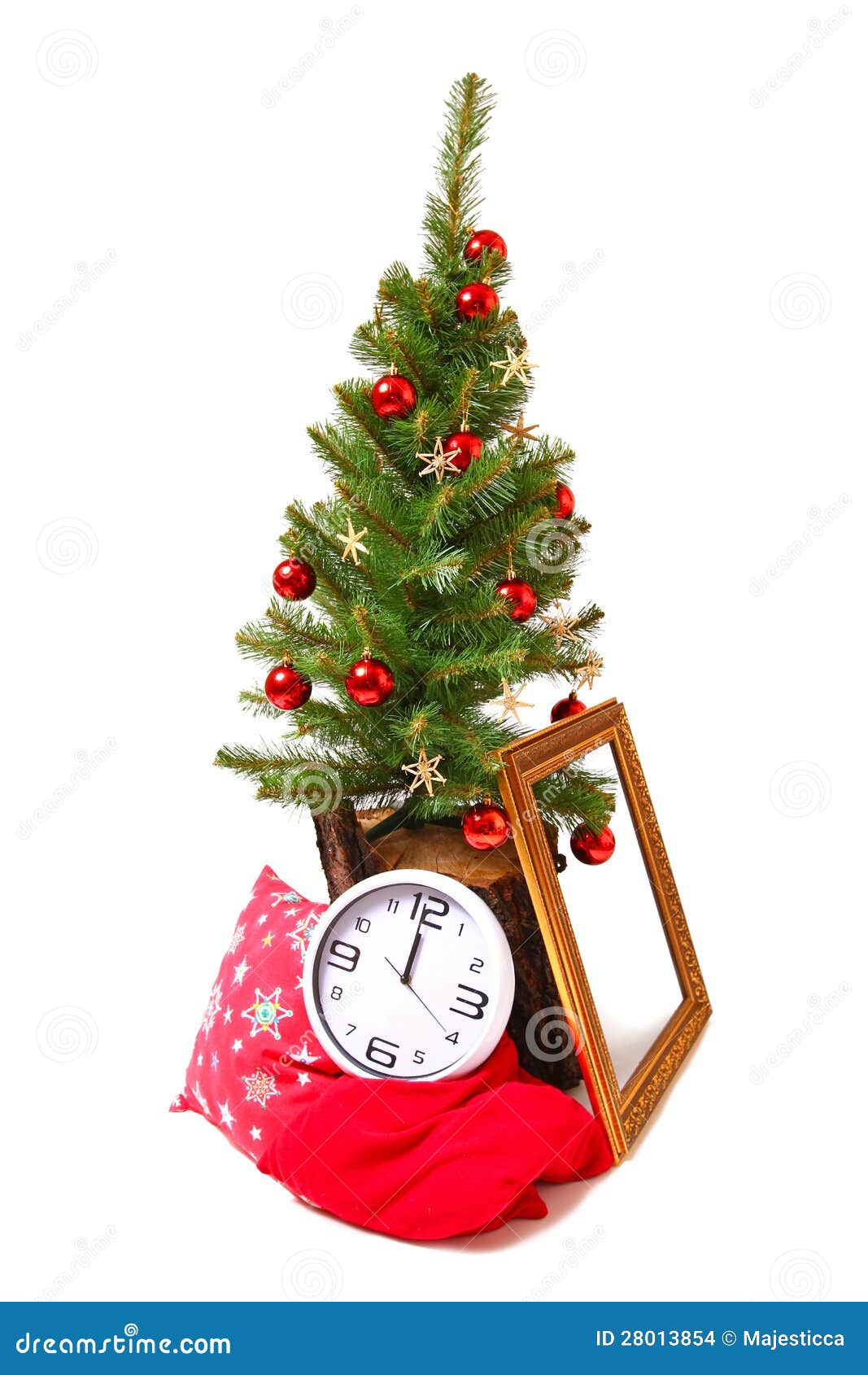 christmas tree stump frame clock and pillow stock christmas tree stump frame clock and pillow stock