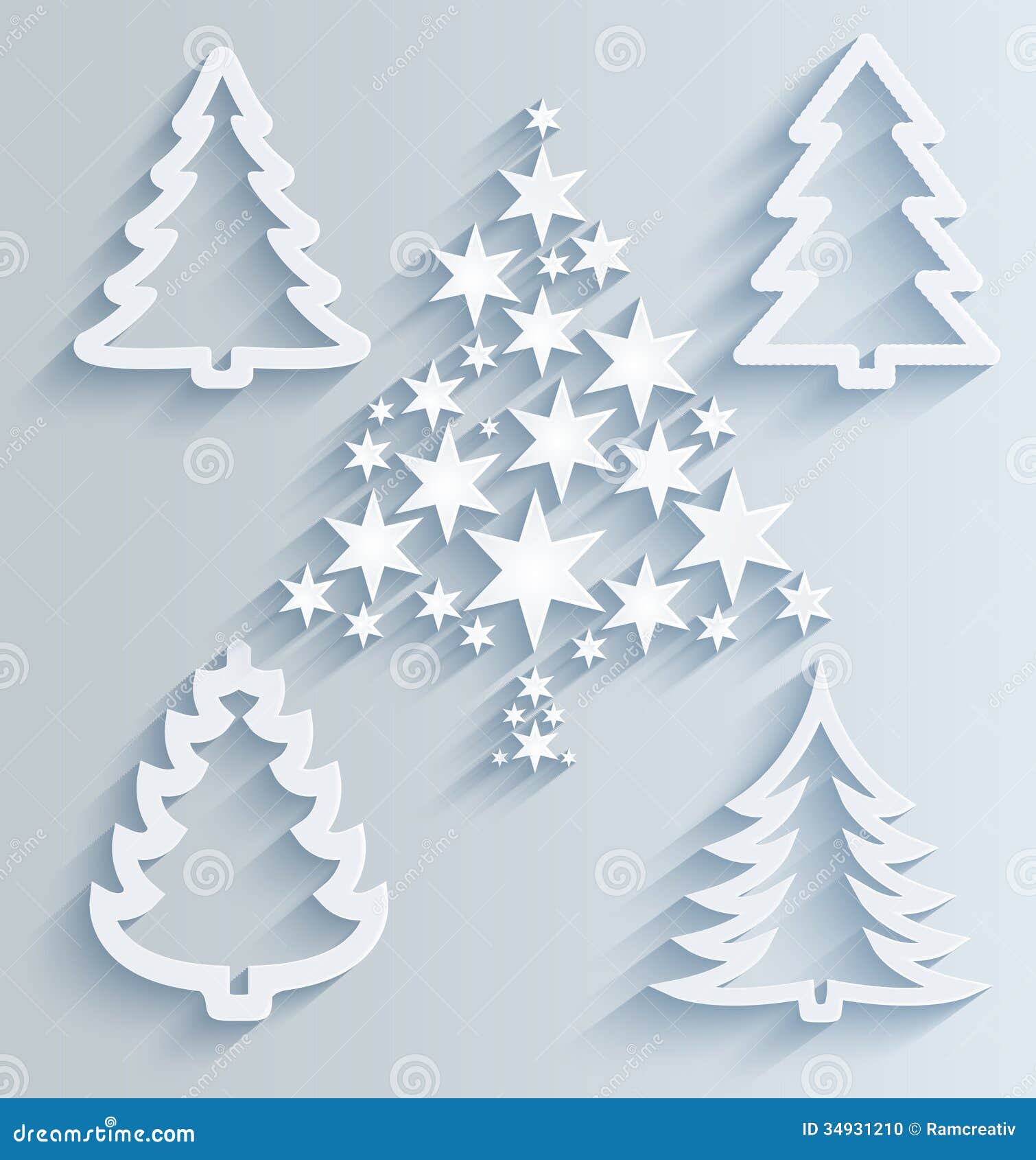 Christmas Trees. Paper Holiday Decorations Stock Photo - Image ...