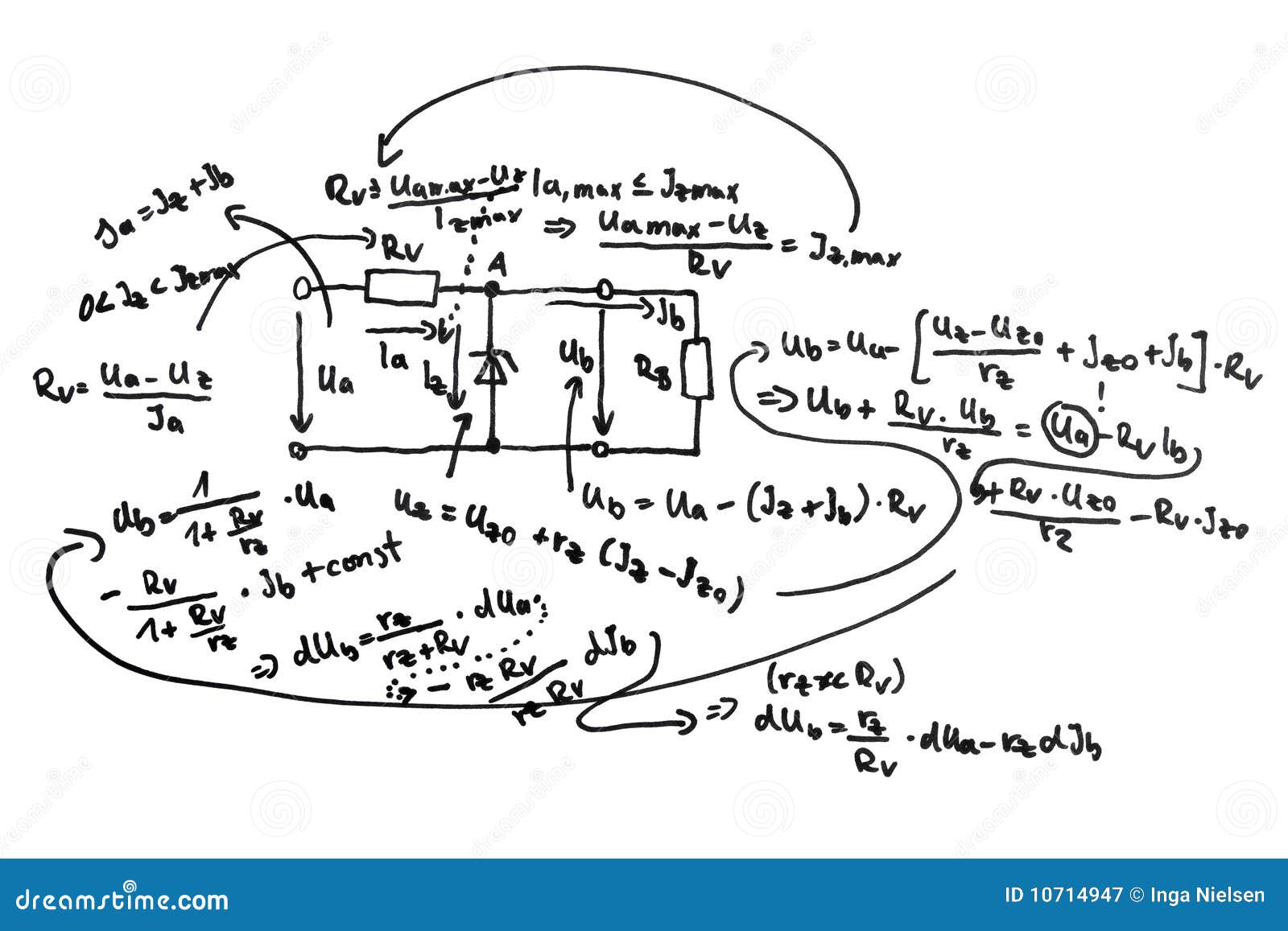 Circuit Diagram And Equations Royalty Free Stock