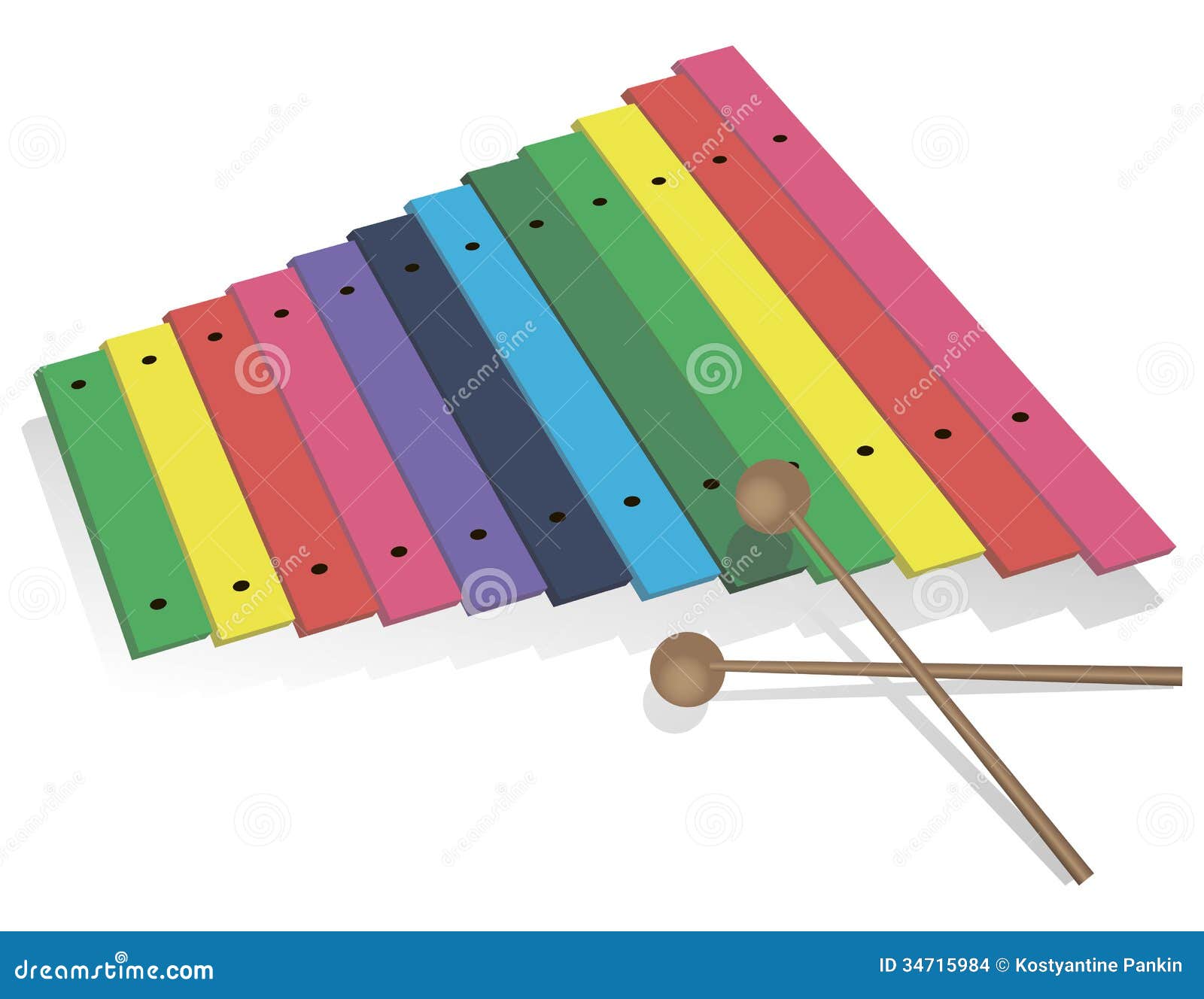 Option musical instrument - xylophone, childrens toy. Vector 