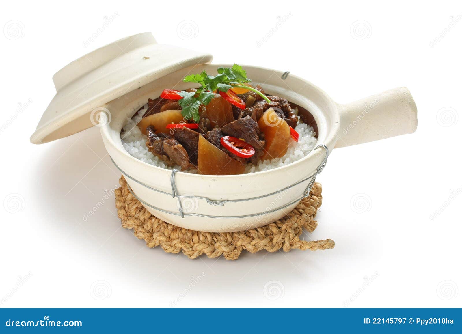 Clay Pot Beef Rice, Chinese Cuisine Royalty Free Stock Photography