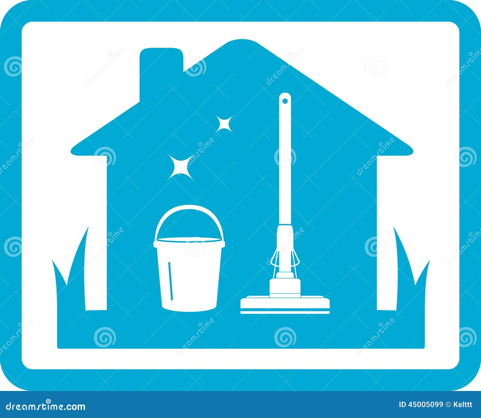 cleaning home icon isolated blue frame 45005099