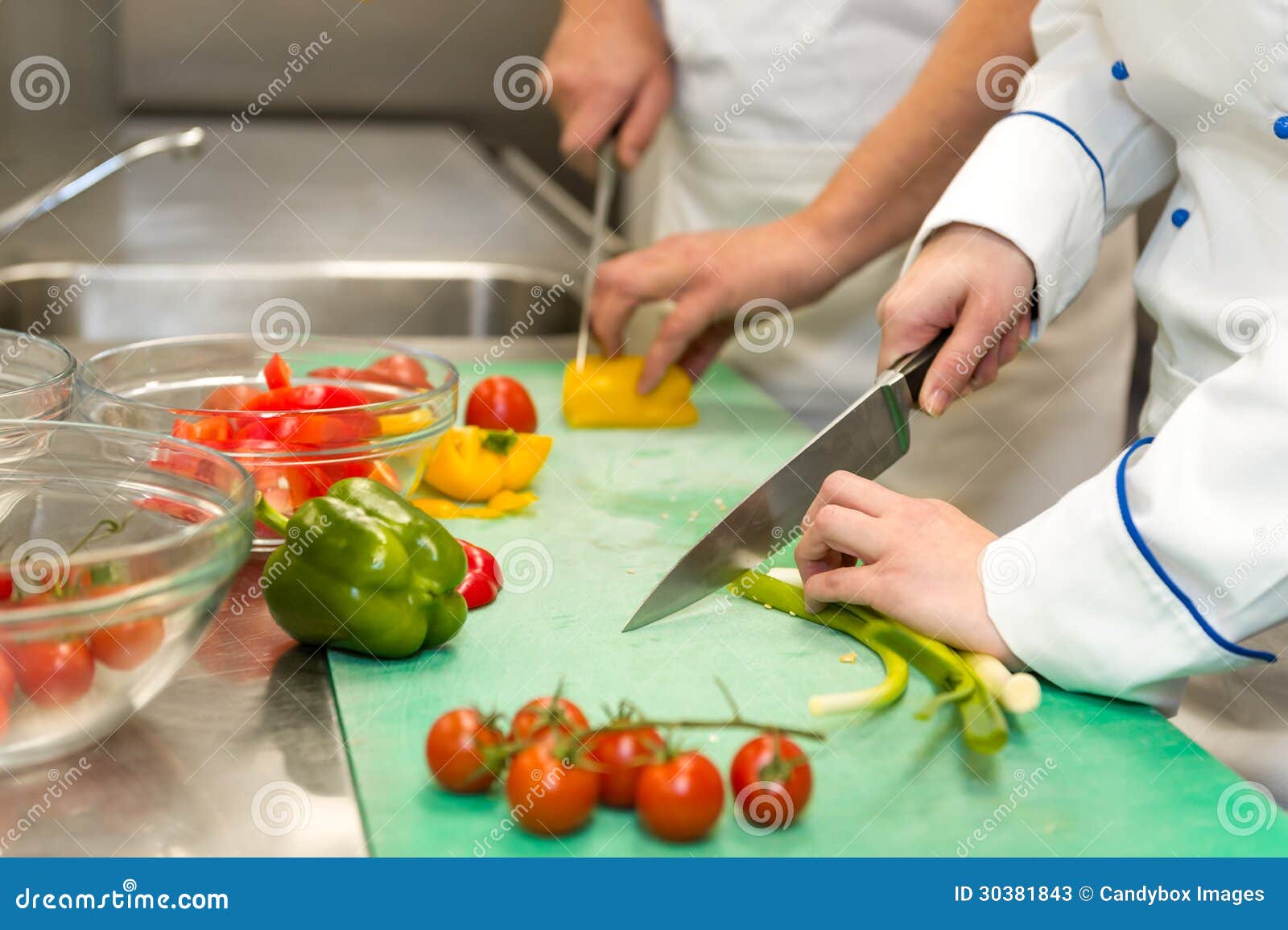 Close Up Of Chefs Cutting Vegetables Stock Photos Image