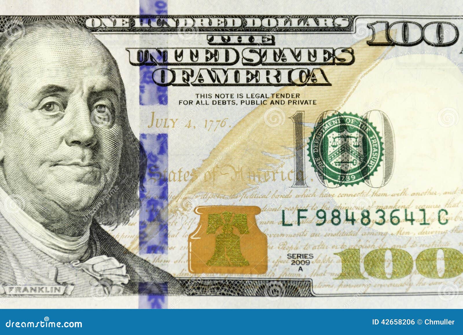 Close-up Of Hundred Dollars Bill - close-up-hundred-dollars-bill-single-benjamin-first-42658206