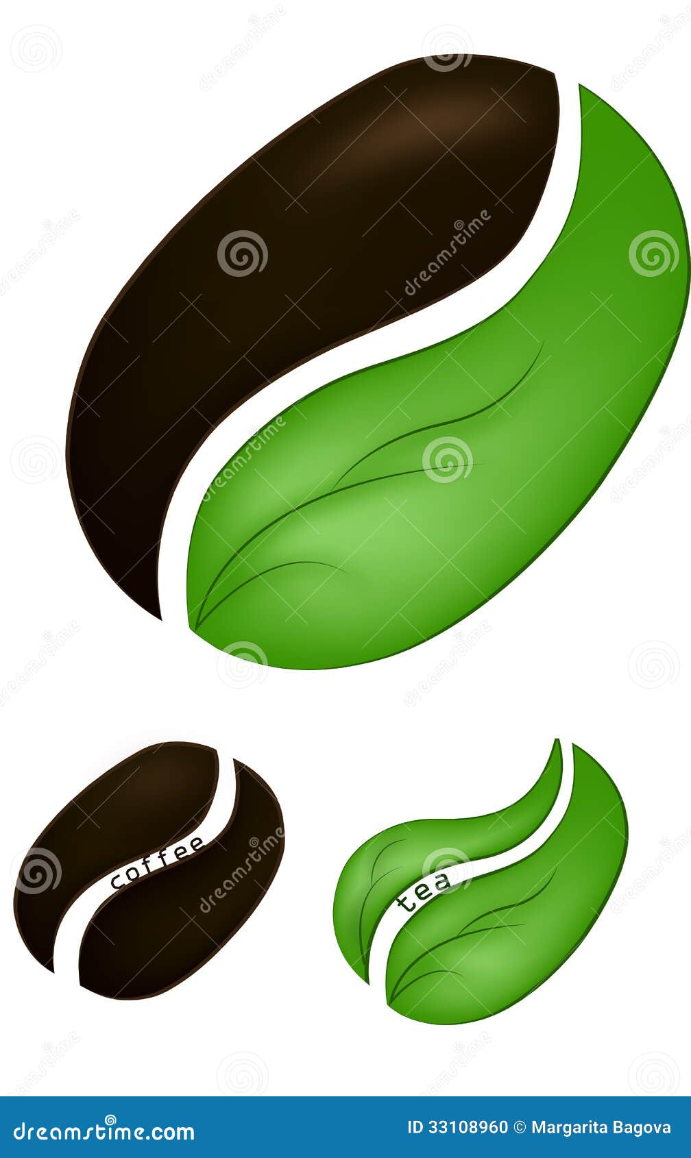 Coffee Bean And Tea Leaf Stock Photo - Image: 33108960