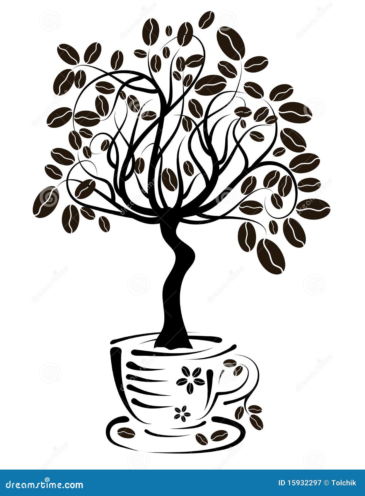 Coffee Tree In A Cup, Vector Royalty Free Stock ...
