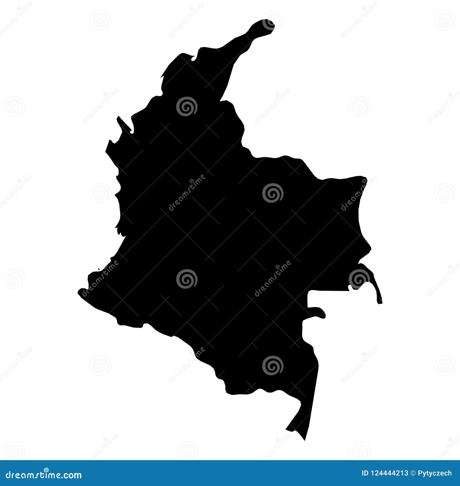 Colombia Solid Black Silhouette Map Of Country Area Simple Flat