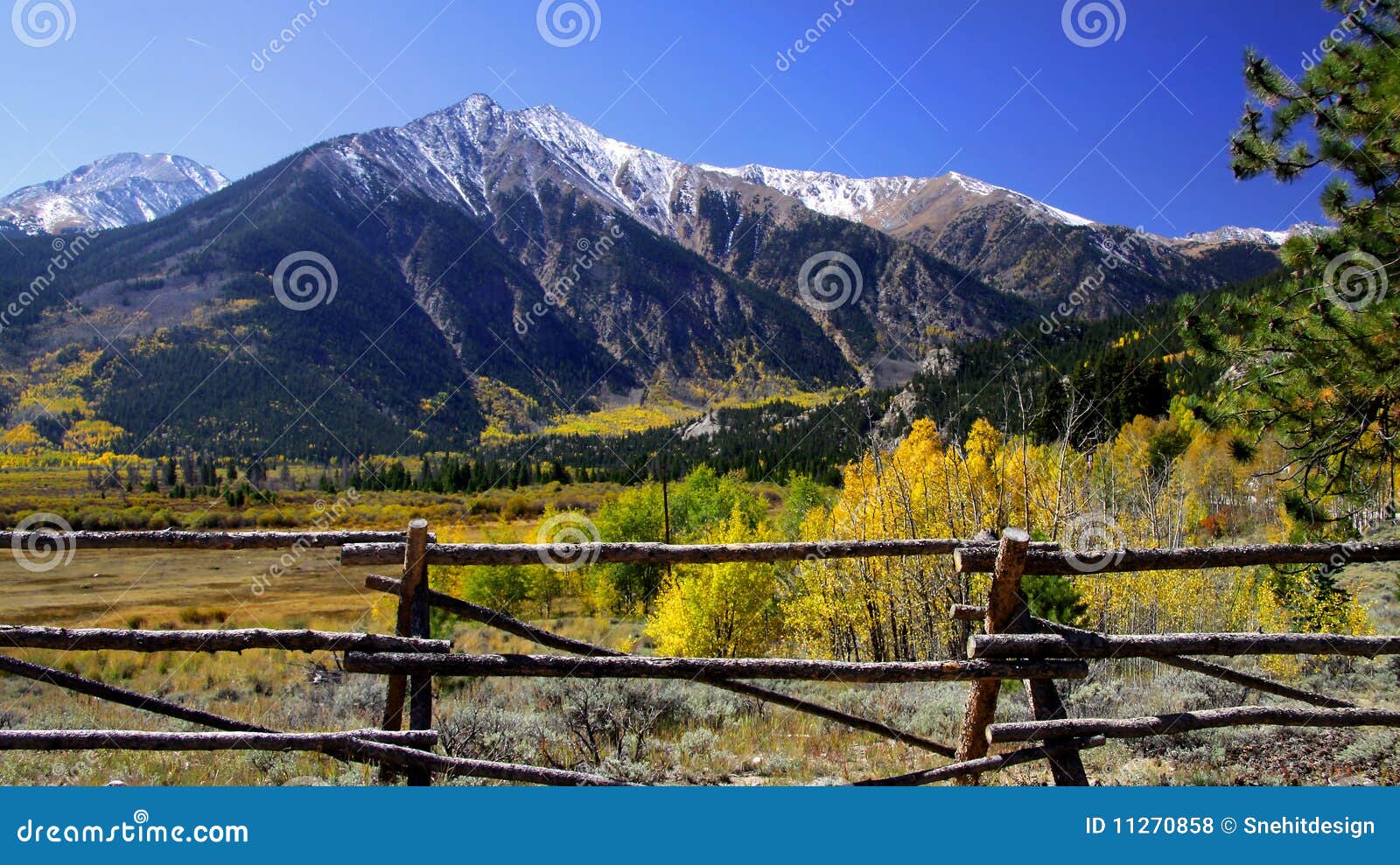 Scenic autumn landscape in Rocky mountains of Colorado.