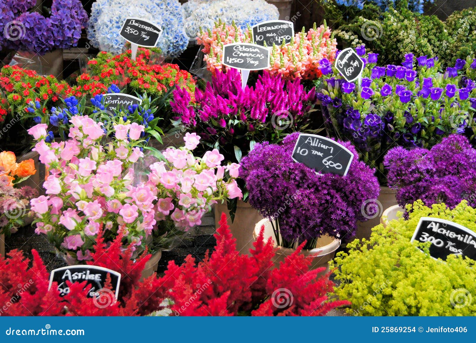 Flowers for sale at a Dutch flower market, Amsterdam, The Netherlands.