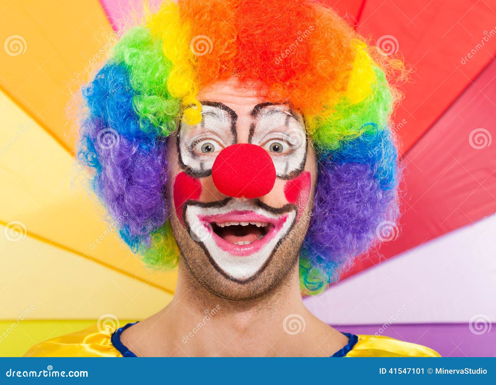 Stock Photo: Colorful funny clown face portrait