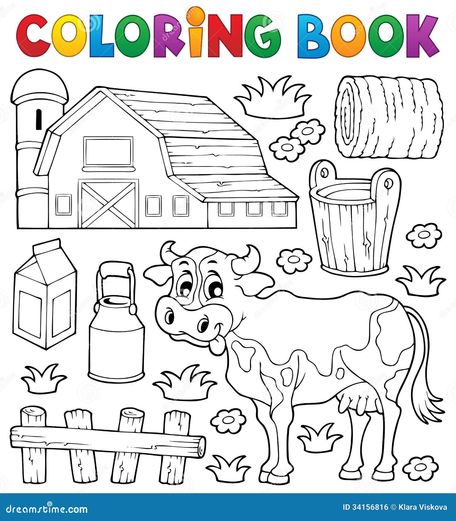 Coloring Book Cow Theme 1 Royalty Free Stock Image - Image: 34156816