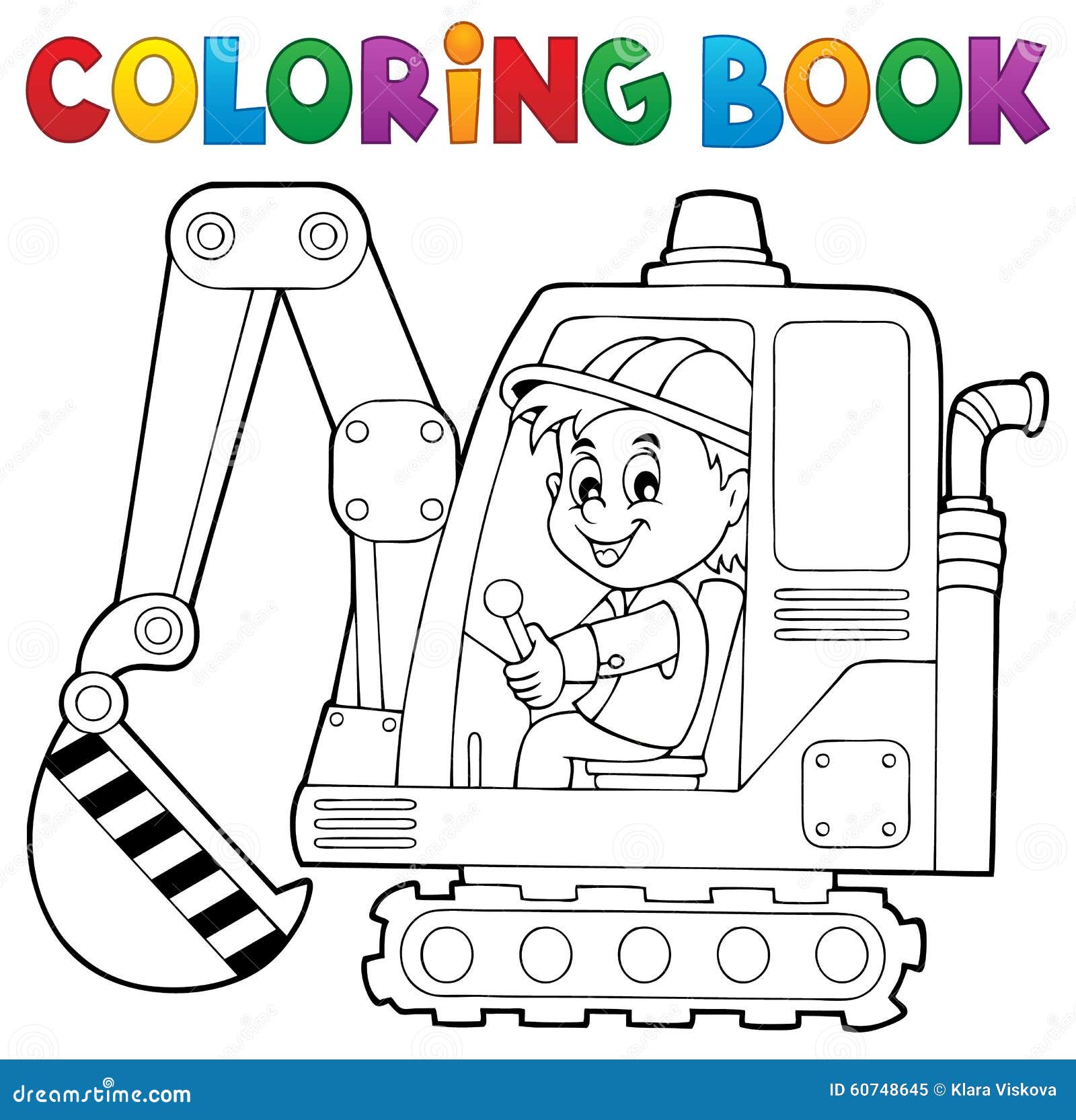 Coloring Book Excavator Operator Theme 1 Stock Vector - Image: 60748645