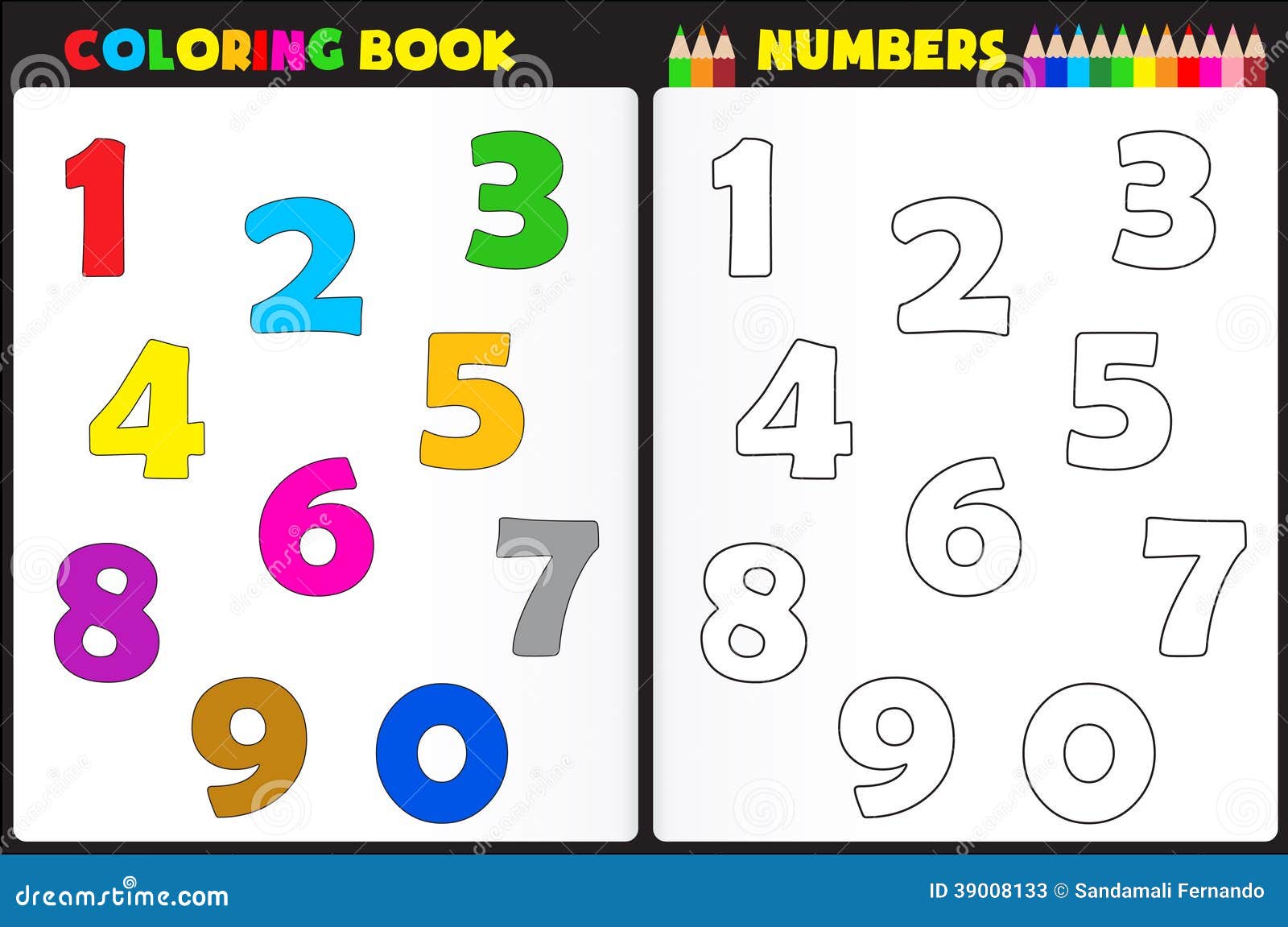 Coloring Book Numbers Stock Illustration - Image: 39008133