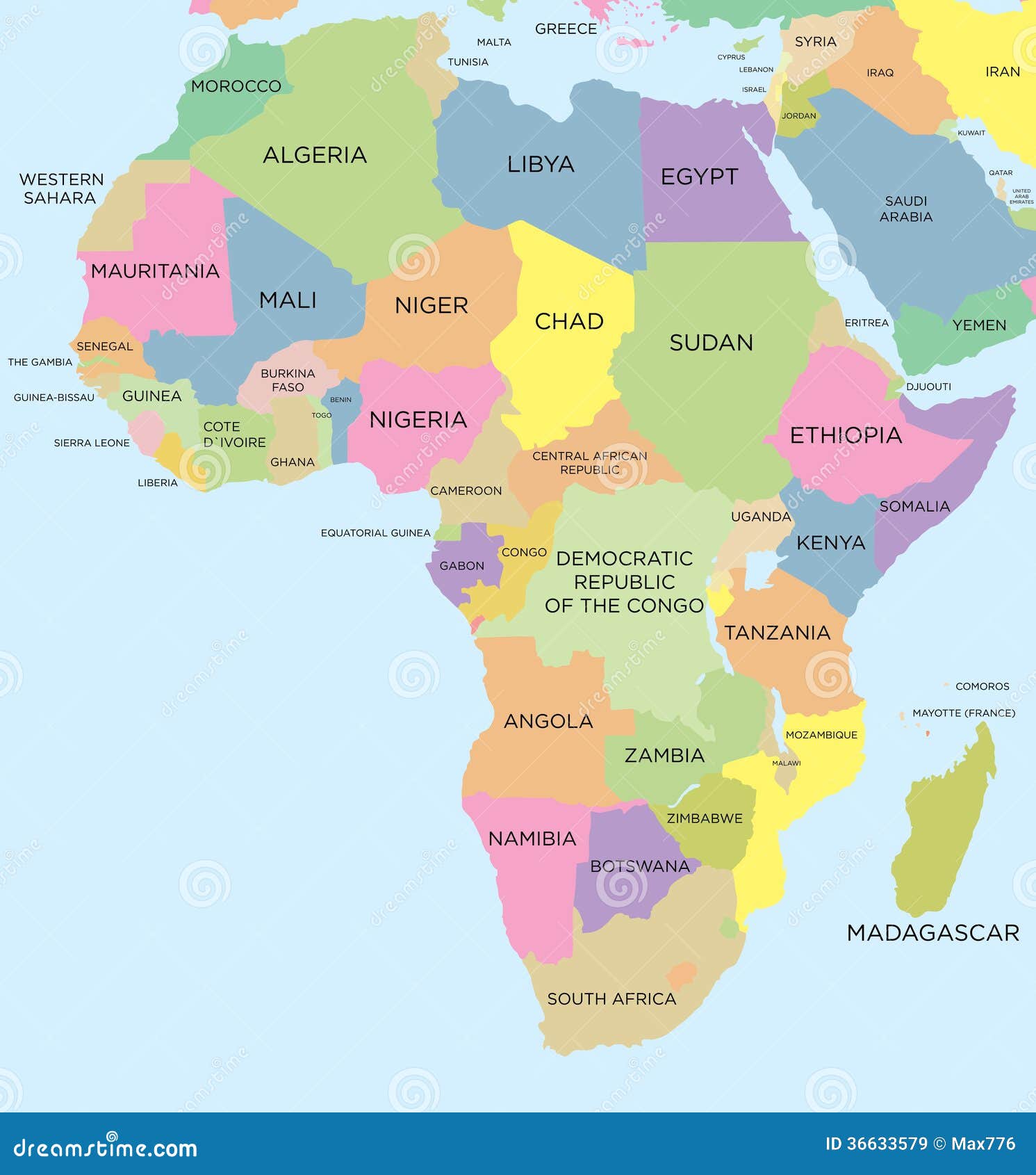 Coloured Political Map Of Africa Royalty Free Stock Images Image