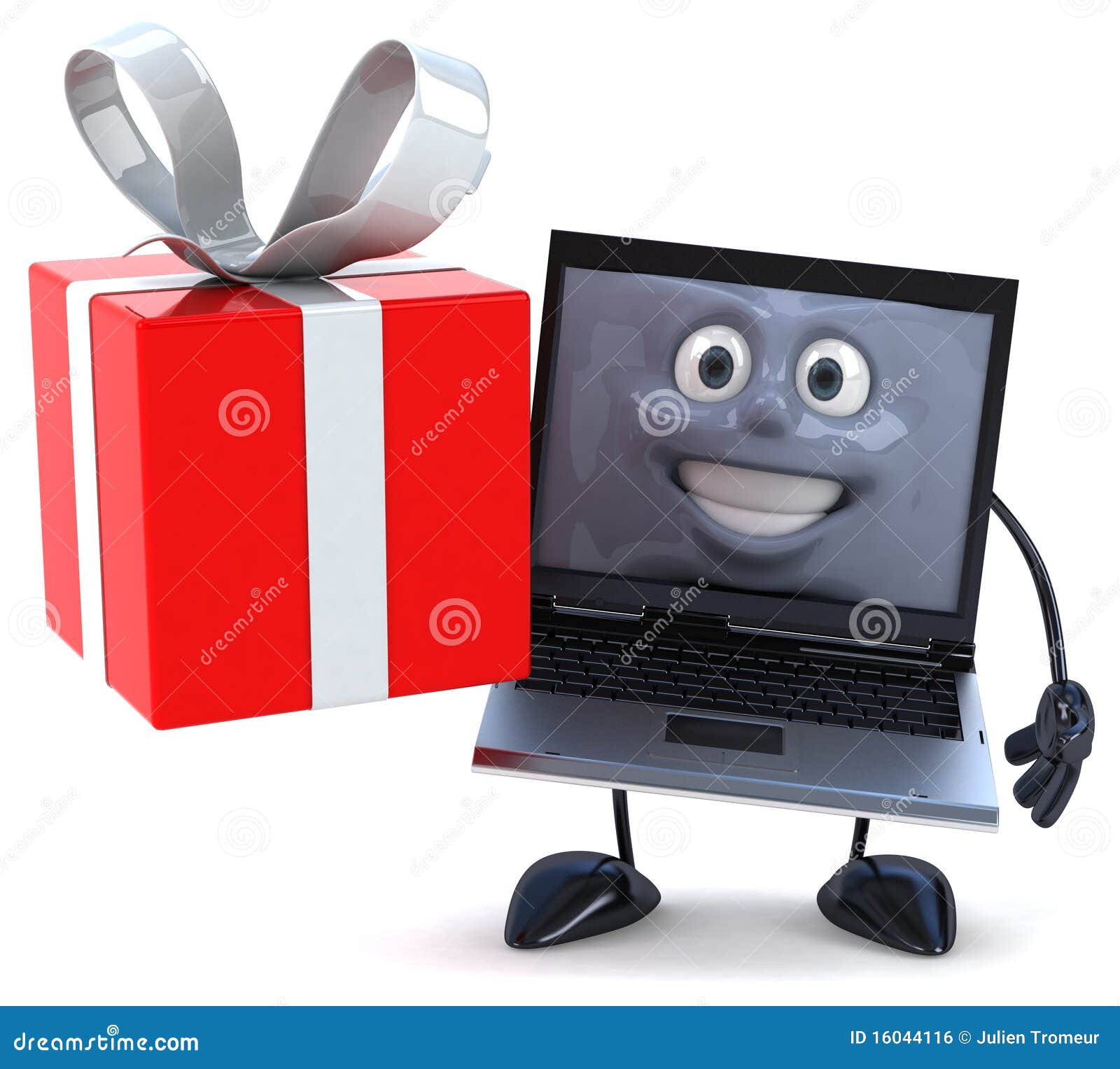 Computer With A Gift Royalty Free Stock Image Image 16044116