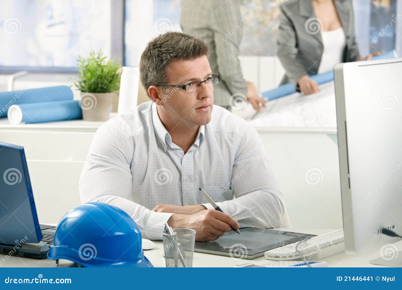 Concentrating Architect At Work Stock Image - Image: 21446441
