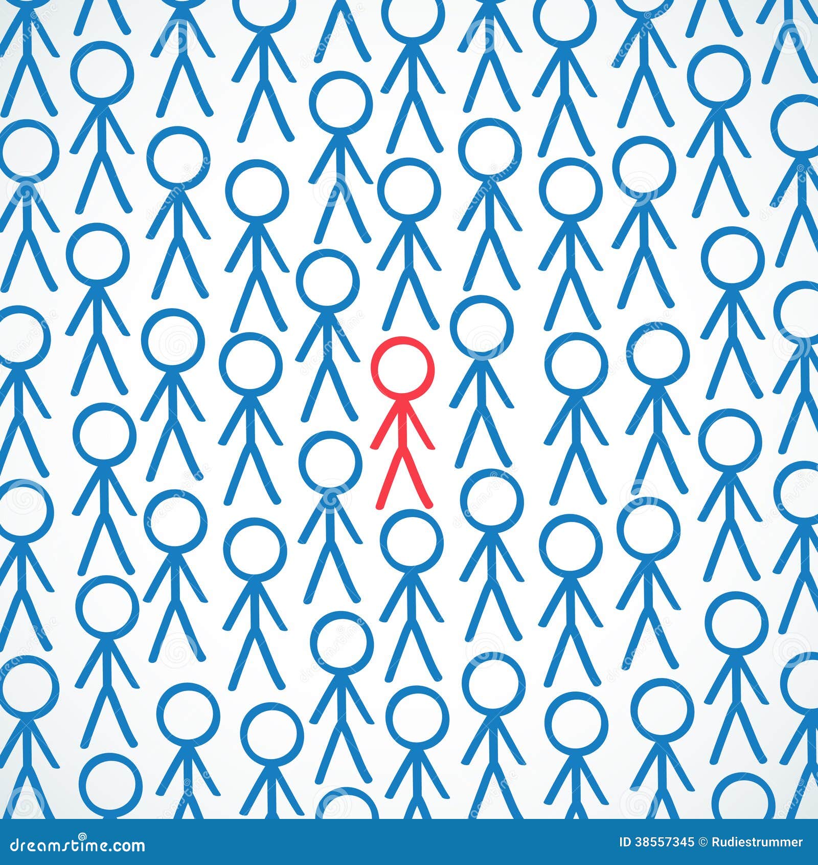 Conceptual: Crowd Of Stick Figures One Highlighted Royalty Free Stock Photo - Image: 38557345