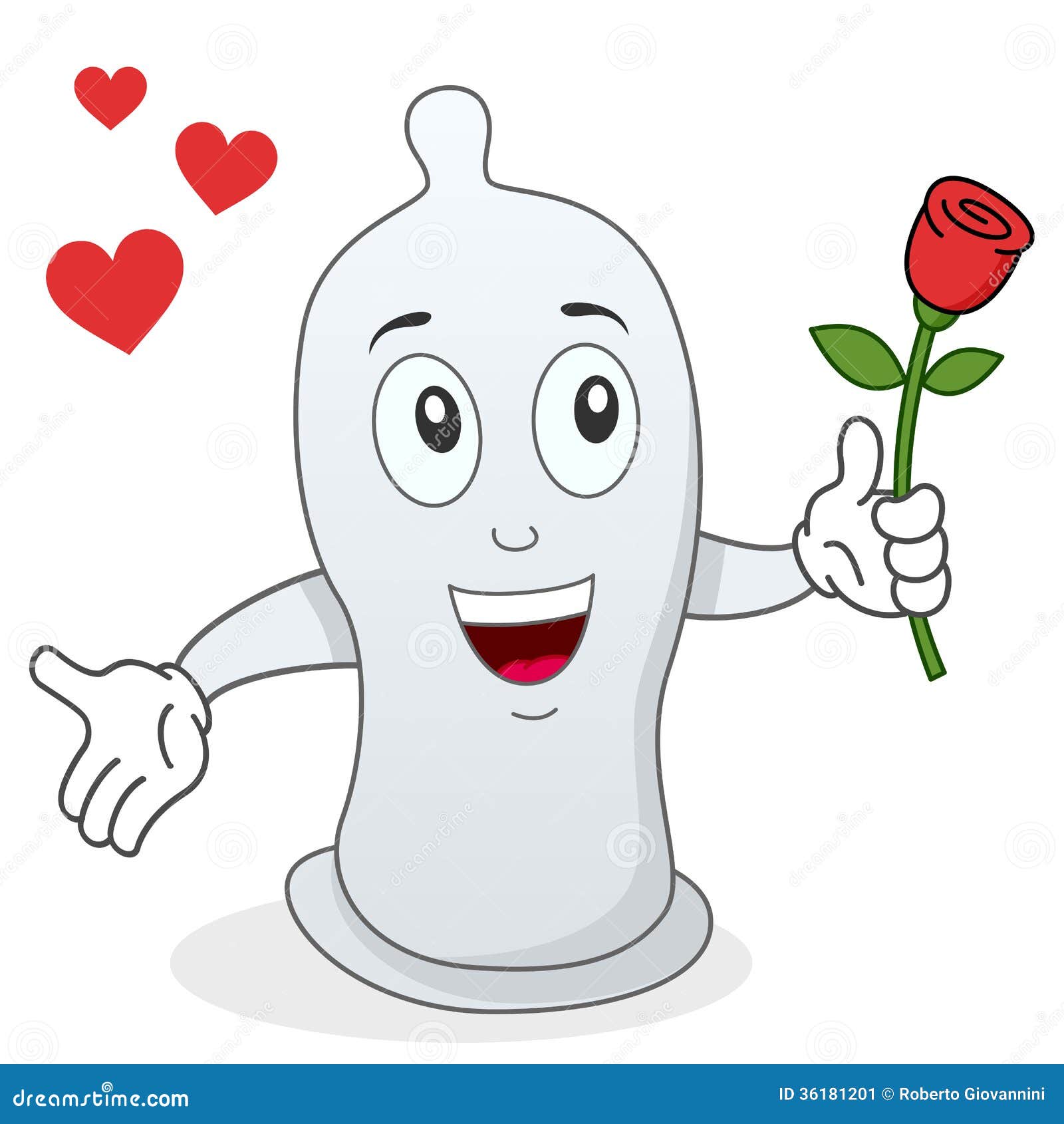 Condom Character With Red Rose Stock Image - Image: 36181201