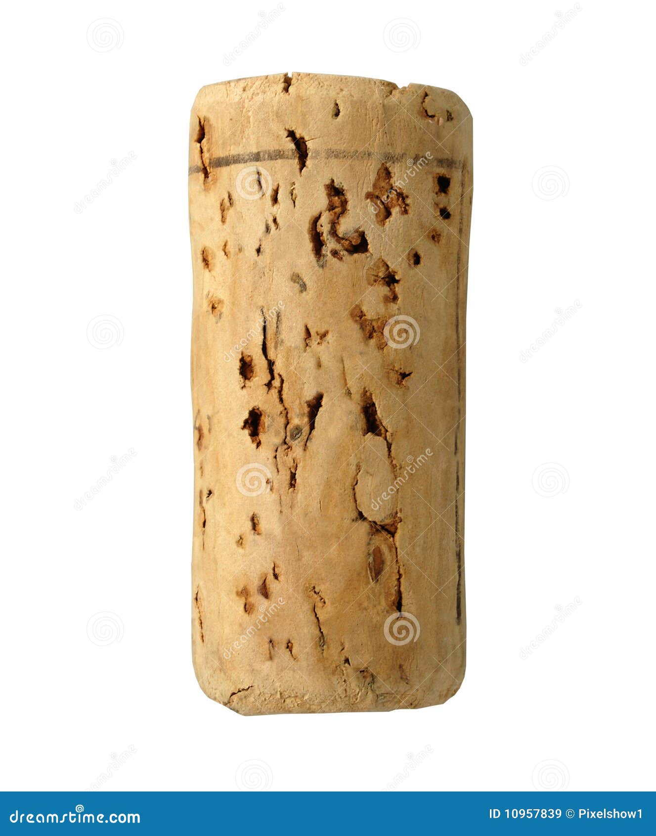 Blank wine cork isolated on white background.