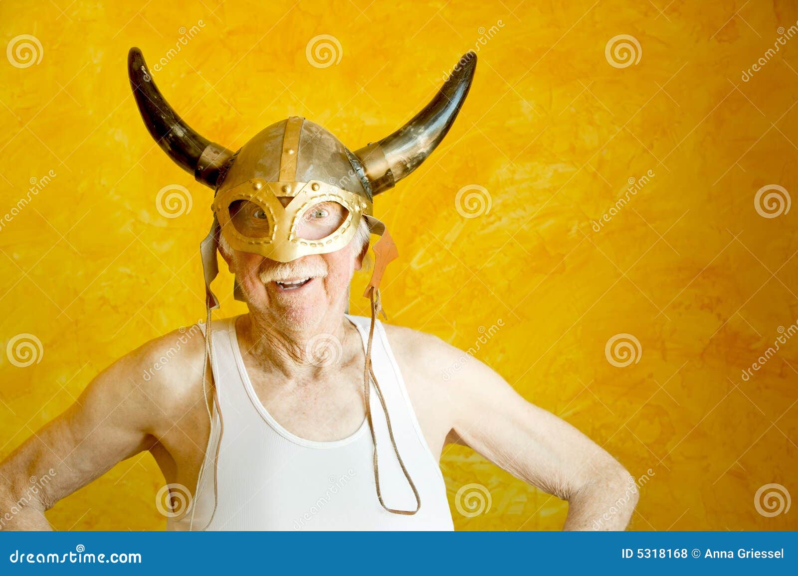 Crazy Old Man In A Viking Helmet Royalty Free Stock Photos - Image: 5318168