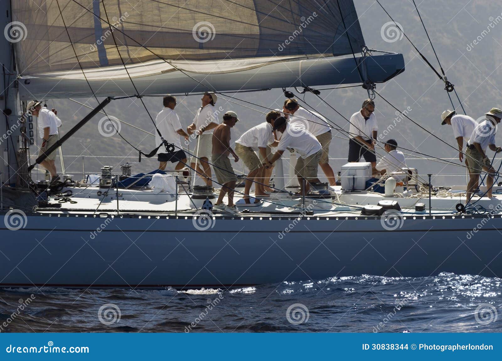 Crew Working On Sailboat Stock Images - Image: 30838344