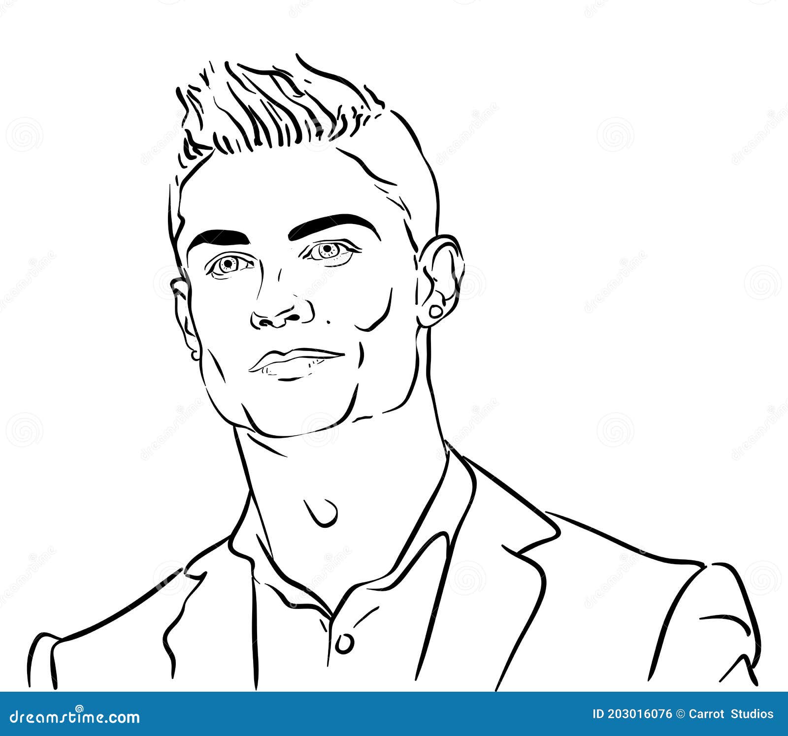 Cristiano Ronaldo Cartoon Vector Portrait Drawing Illustration Turin