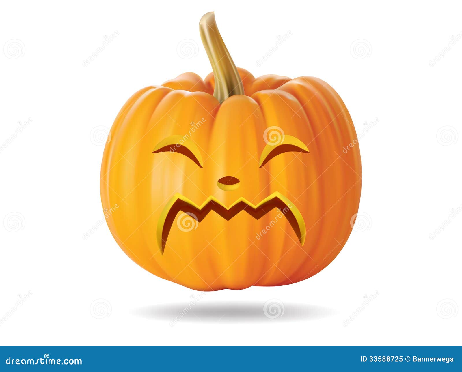 Halloween pumpkin with funny face on white.
