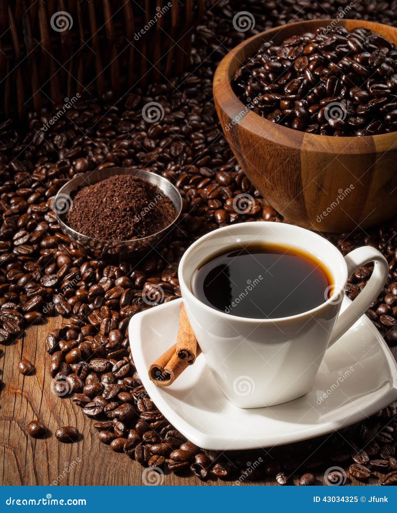 Cup Of Black Coffee With Beans Stock Photo - Image: 43034325