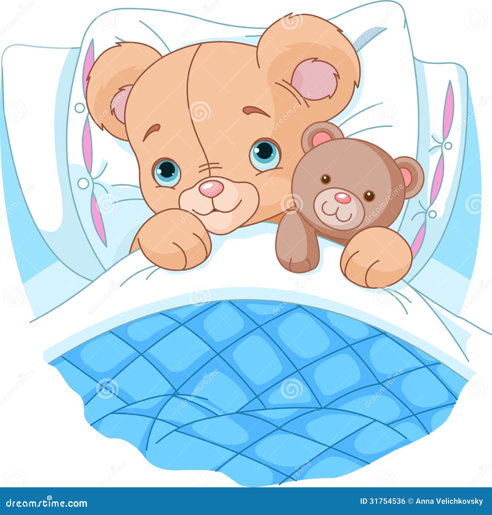 Baby Girl Sleeping Cartoon Cute baby bear in bed