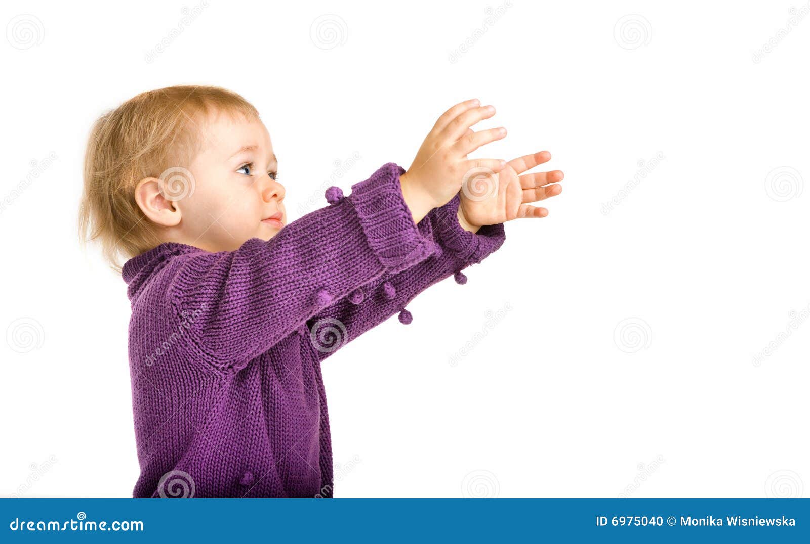 Cute Baby Girl Reaching For Something Stock Photo - Image ...