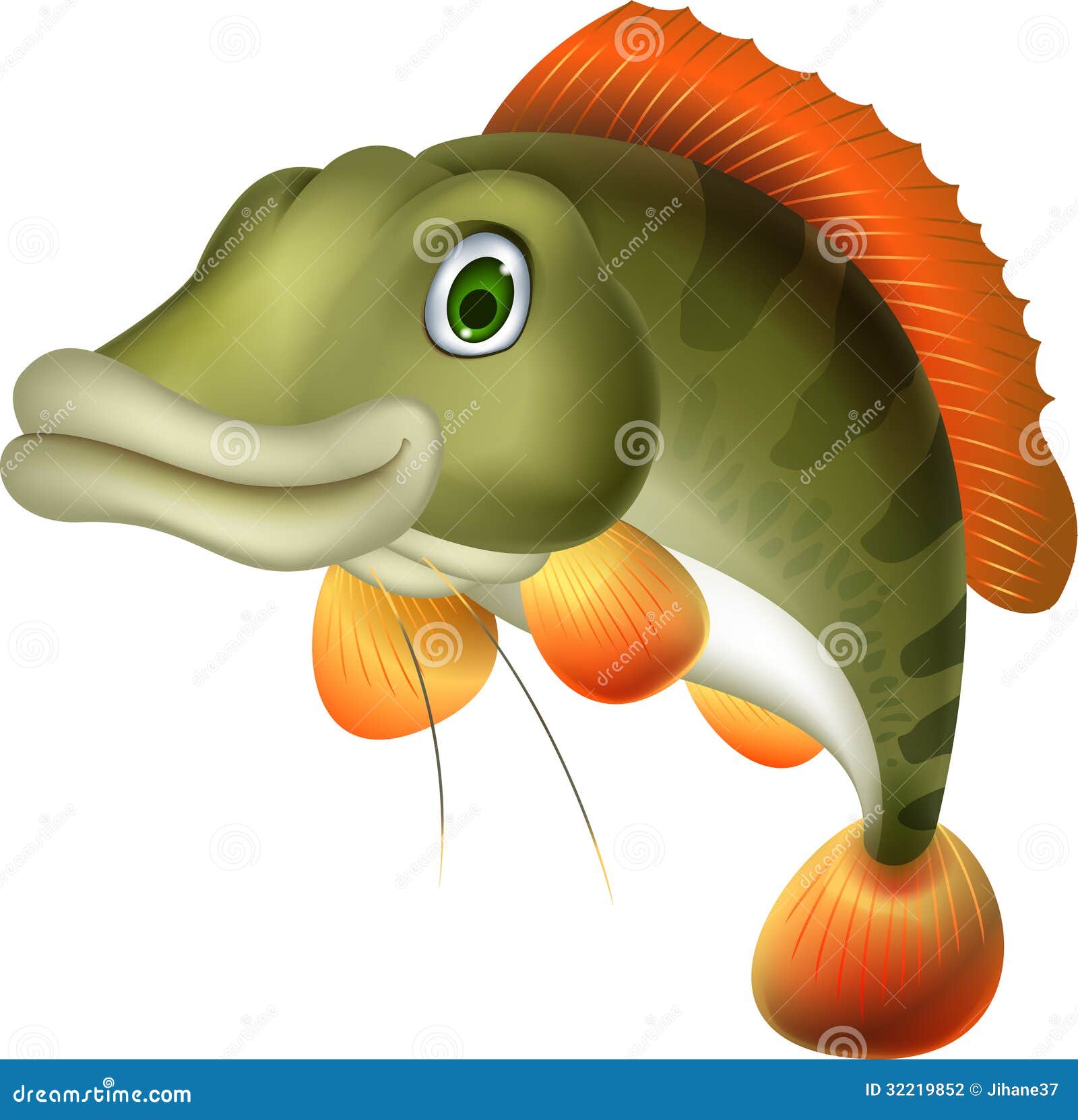 Cute Bass Fish Cartoon Stock Photography - Image: 32219852