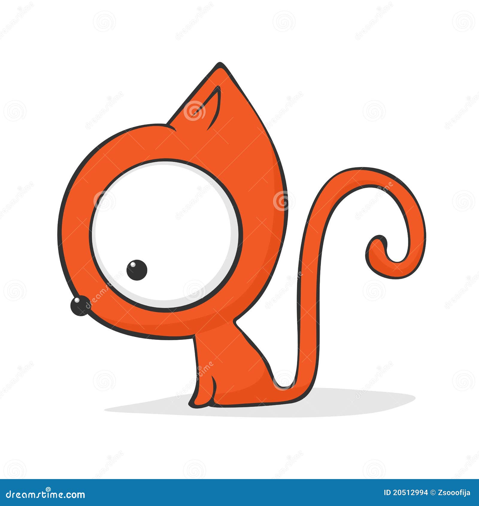 Cute and funny cartoon cat with huge eyes.