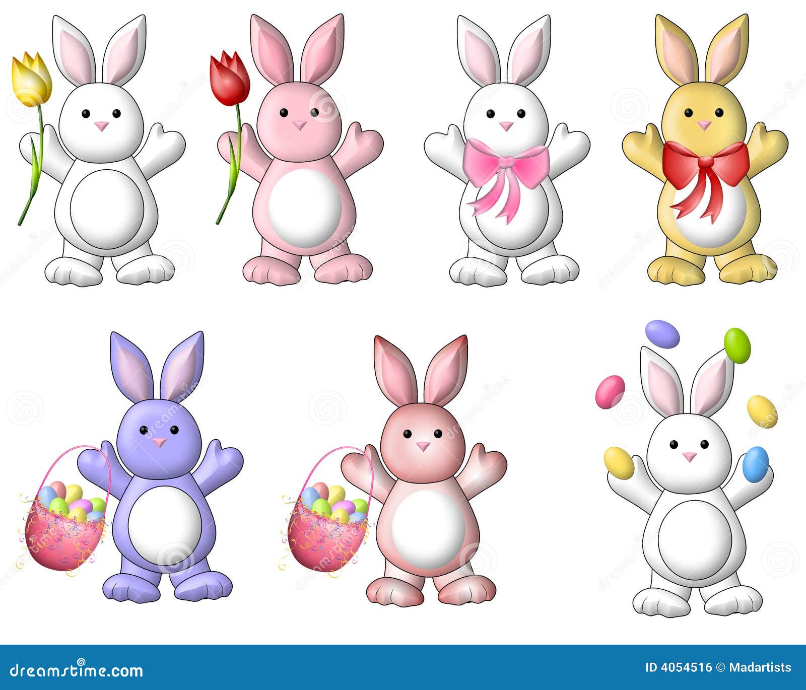 Cute Cartoon Easter Bunnies Clip Art Royalty Free Stock Image - Image