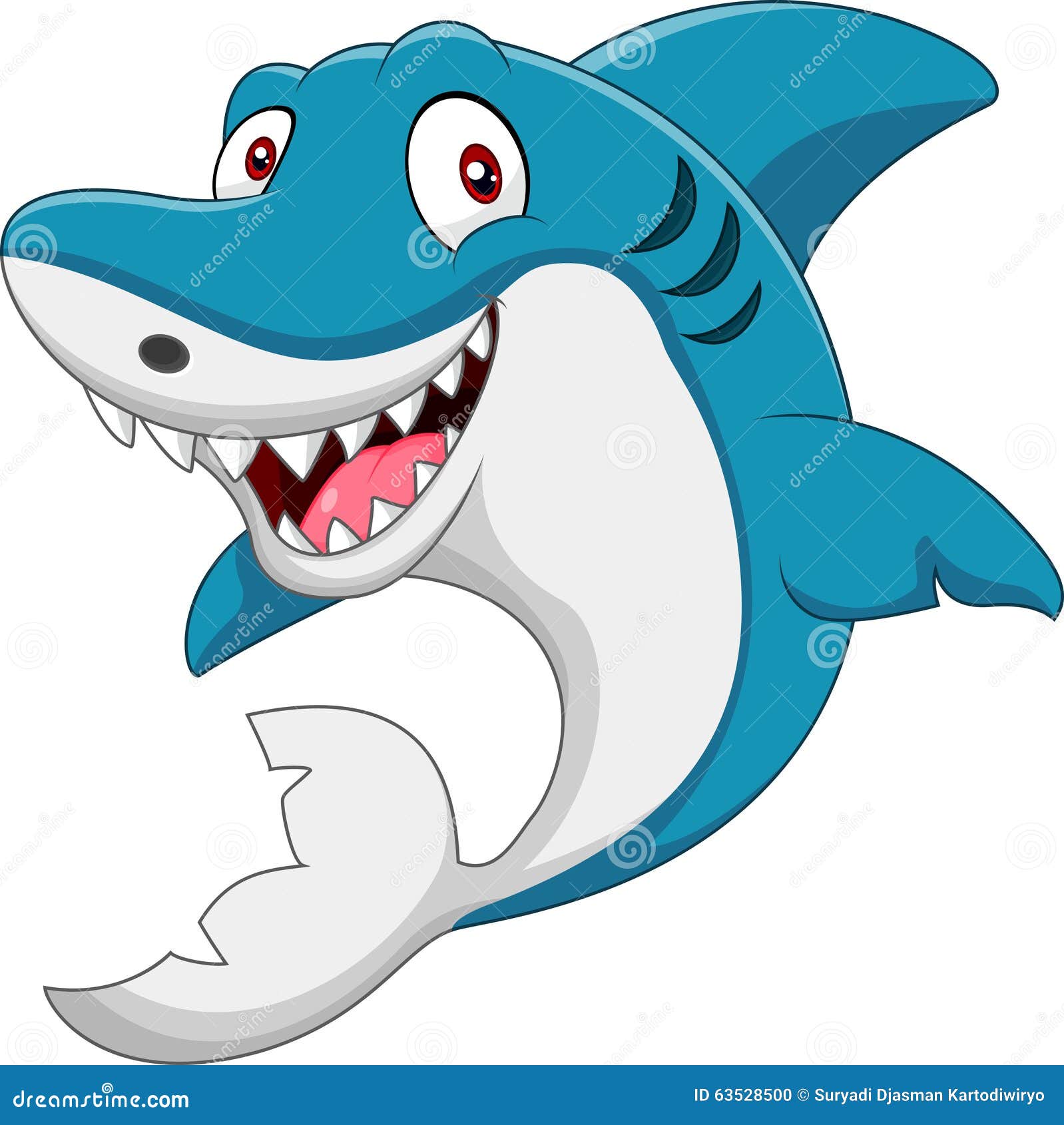 Cute Cartoon Shark Stock Illustration - Image: 63528500
