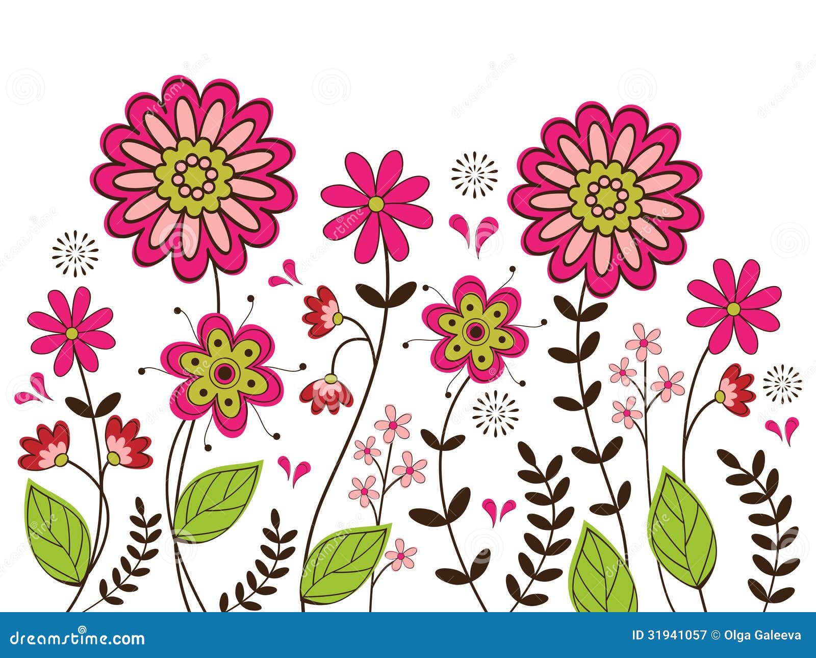 Cute Floral Backgrounds Pink flowers stock vector illustration of yellow flower