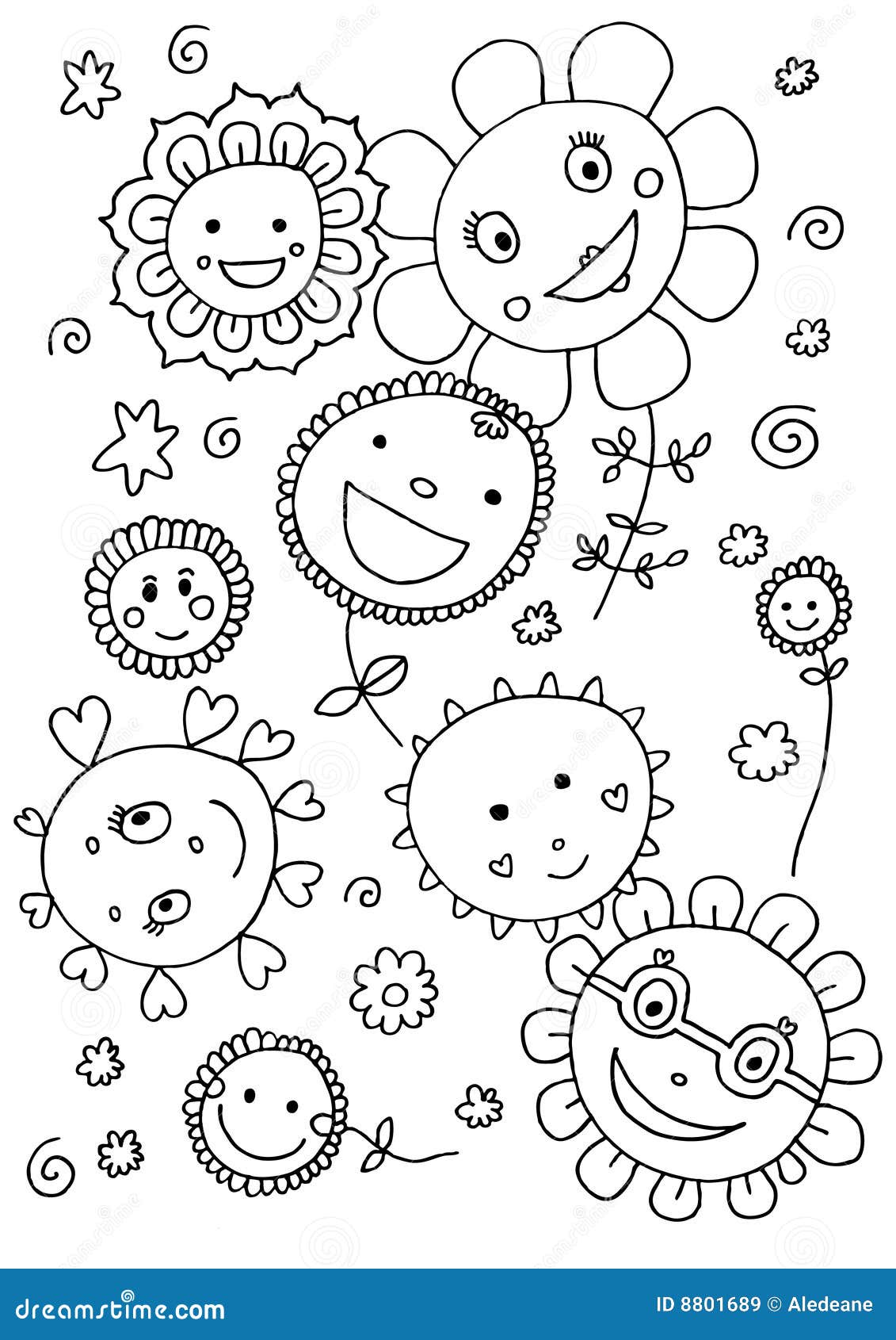 Cute Flowers Coloring Page Royalty Free Stock Images - Image: 8801689
