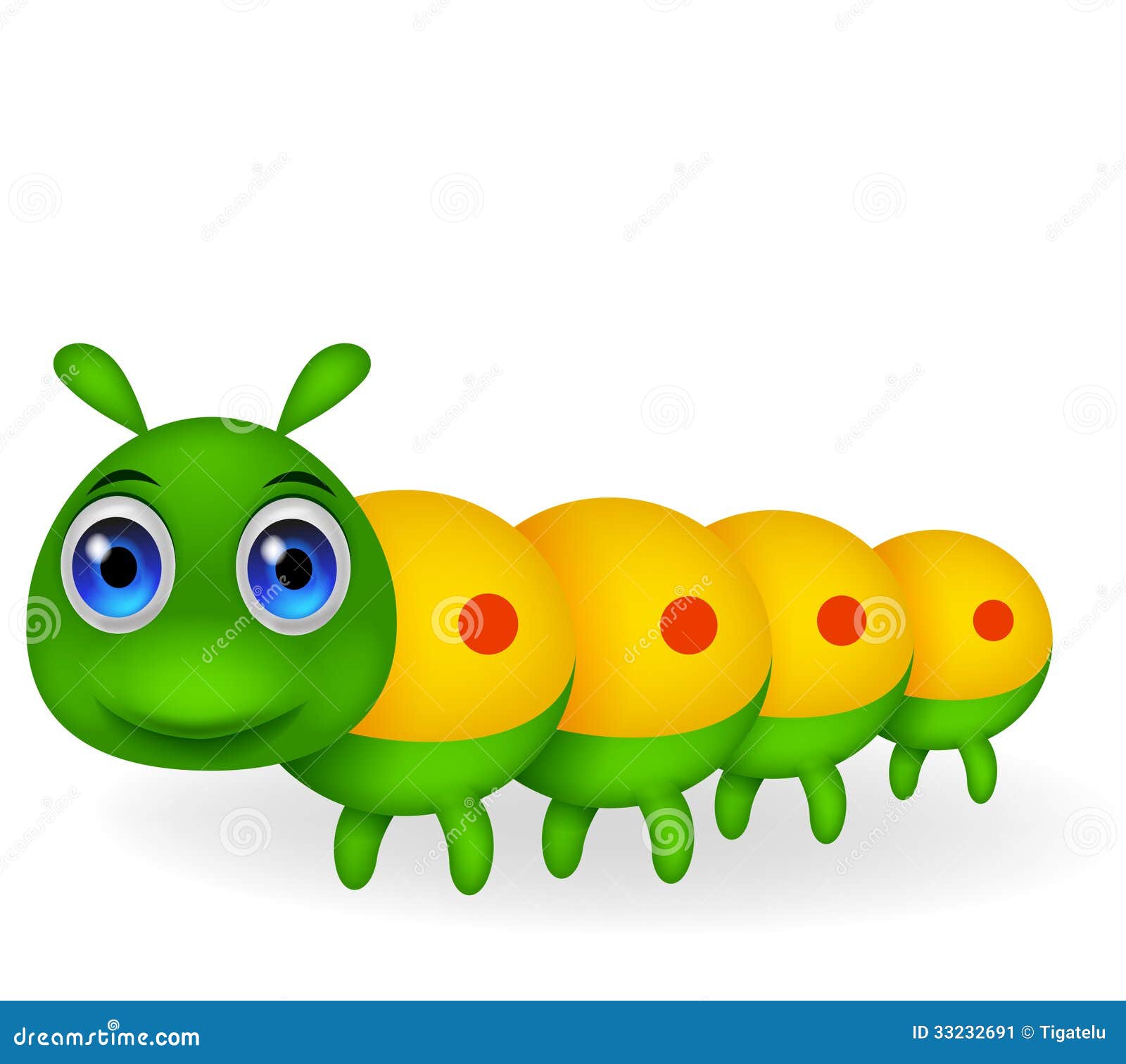 Cute Green Caterpillar Cartoon Stock Image - Image: 33232691