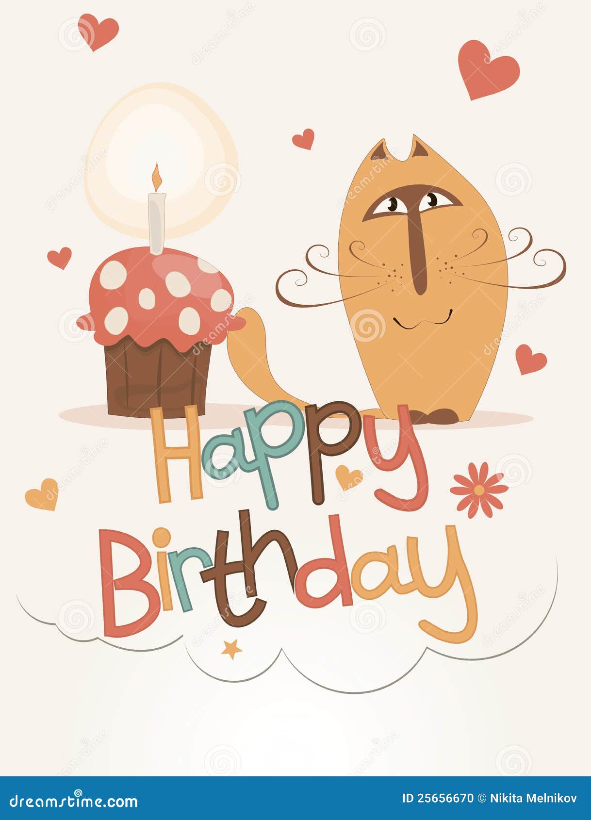 Cute Happy Birthday Card Stock Photo - Image: 25656670