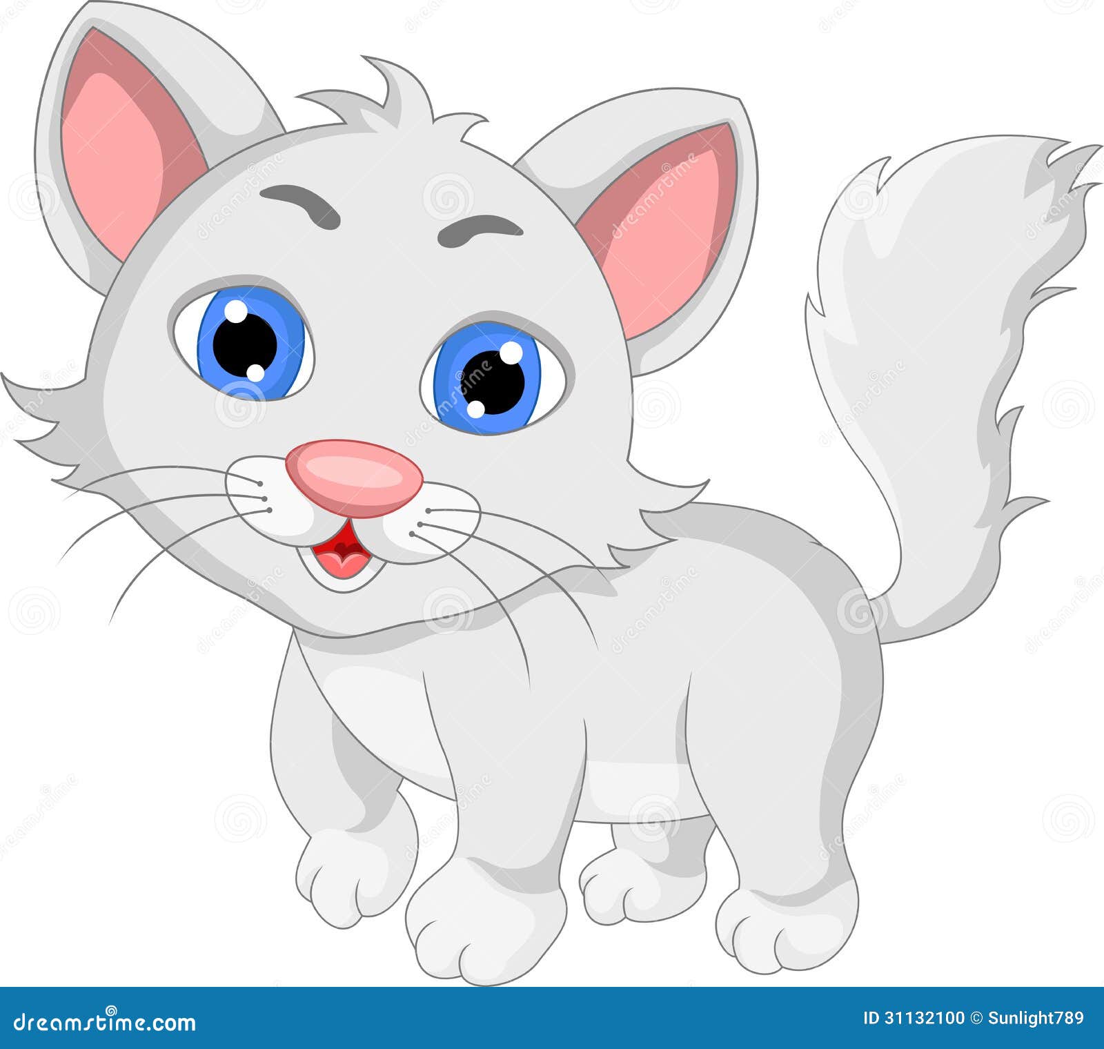 Cute White Cat Cartoon Expression Stock Photo - Image: 31132100