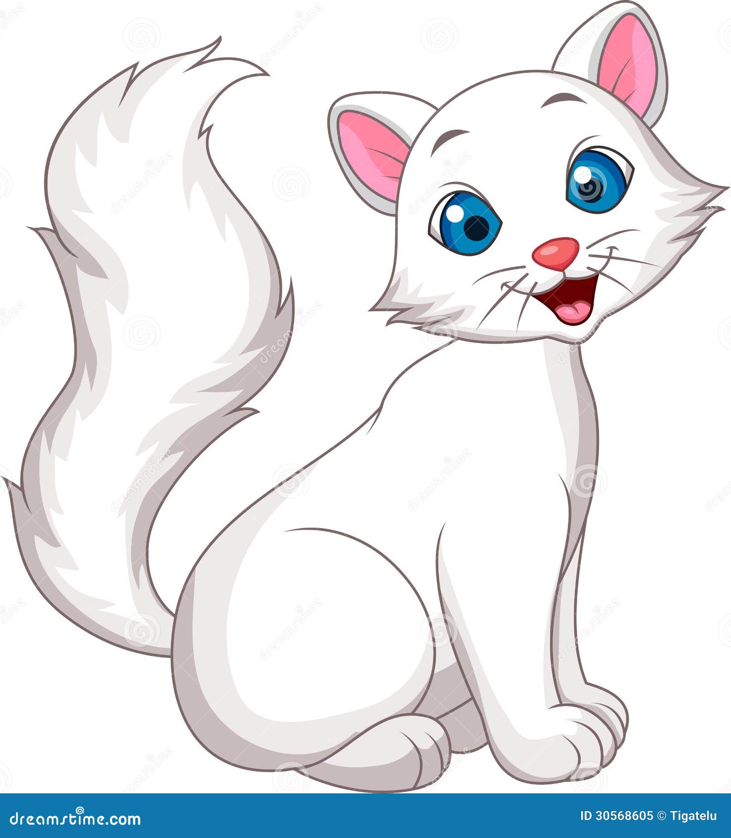 Cute White Cat Cartoon Sitting Royalty Free Stock Photo - Image: 30568605