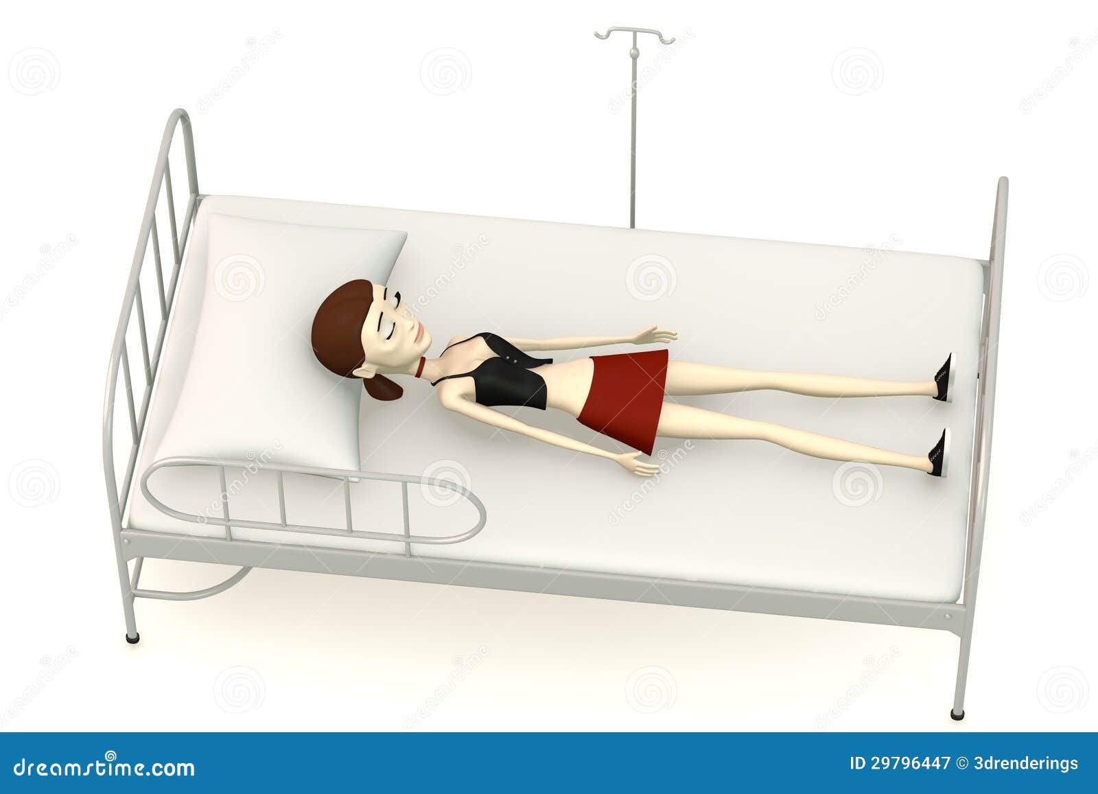 Cartoon Girl On Hospital Bed Royalty Free Stock Photography - Image ...