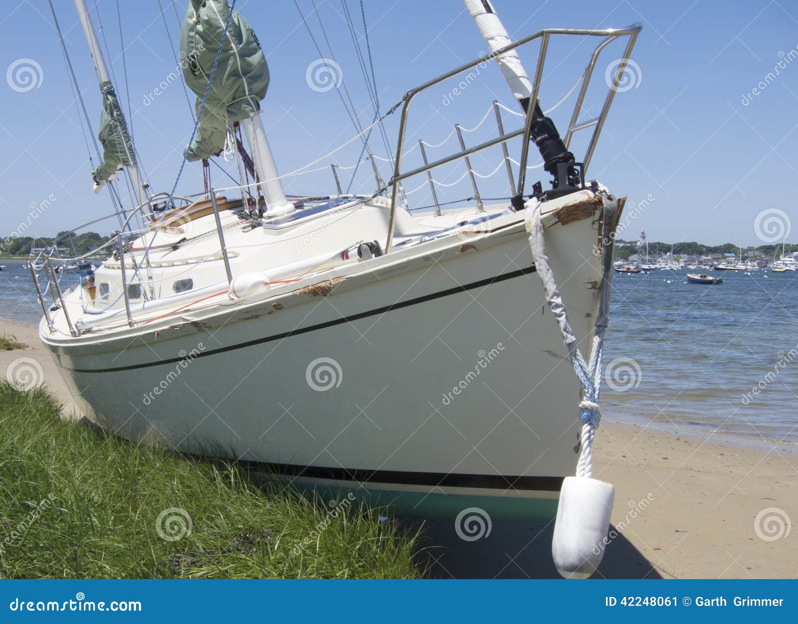 Damage on sailboat washed ashore on Nantucket by Hurricane Editorial 